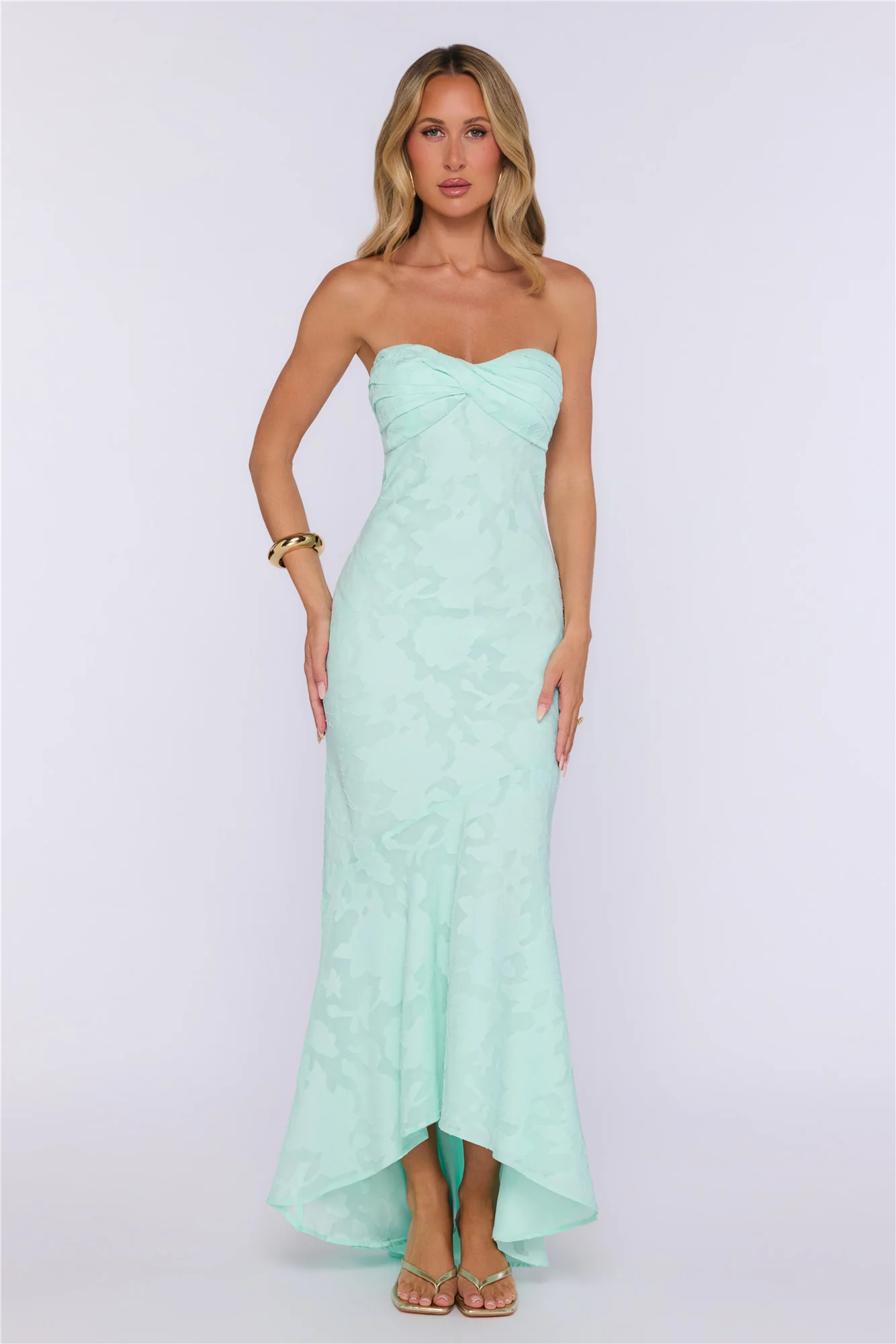 Delicate Days Strapless Maxi Dress Mint