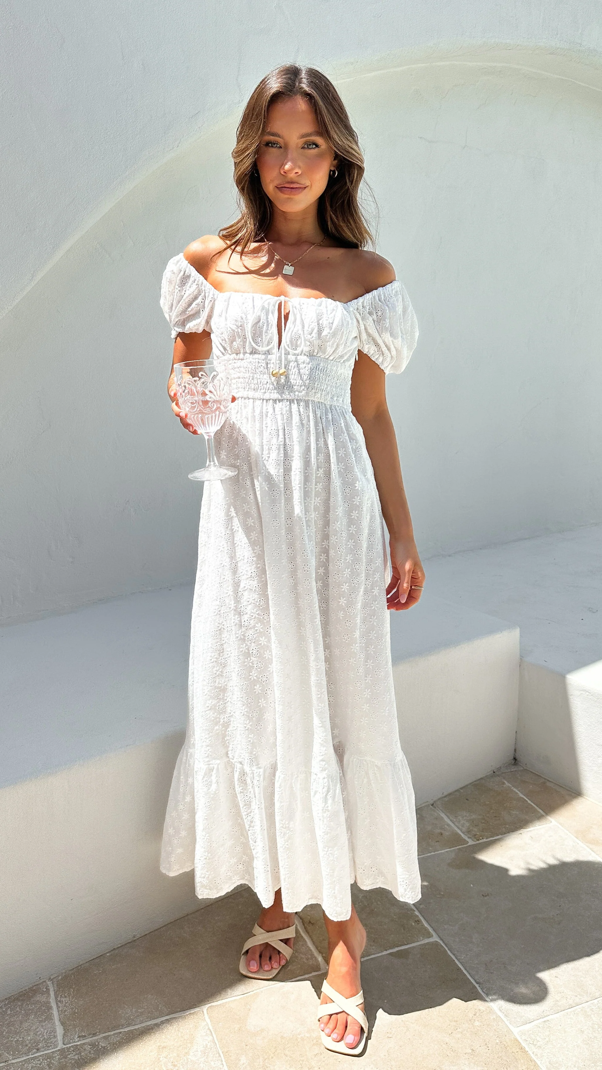 Tania Midi Dress - White - luluinthesky