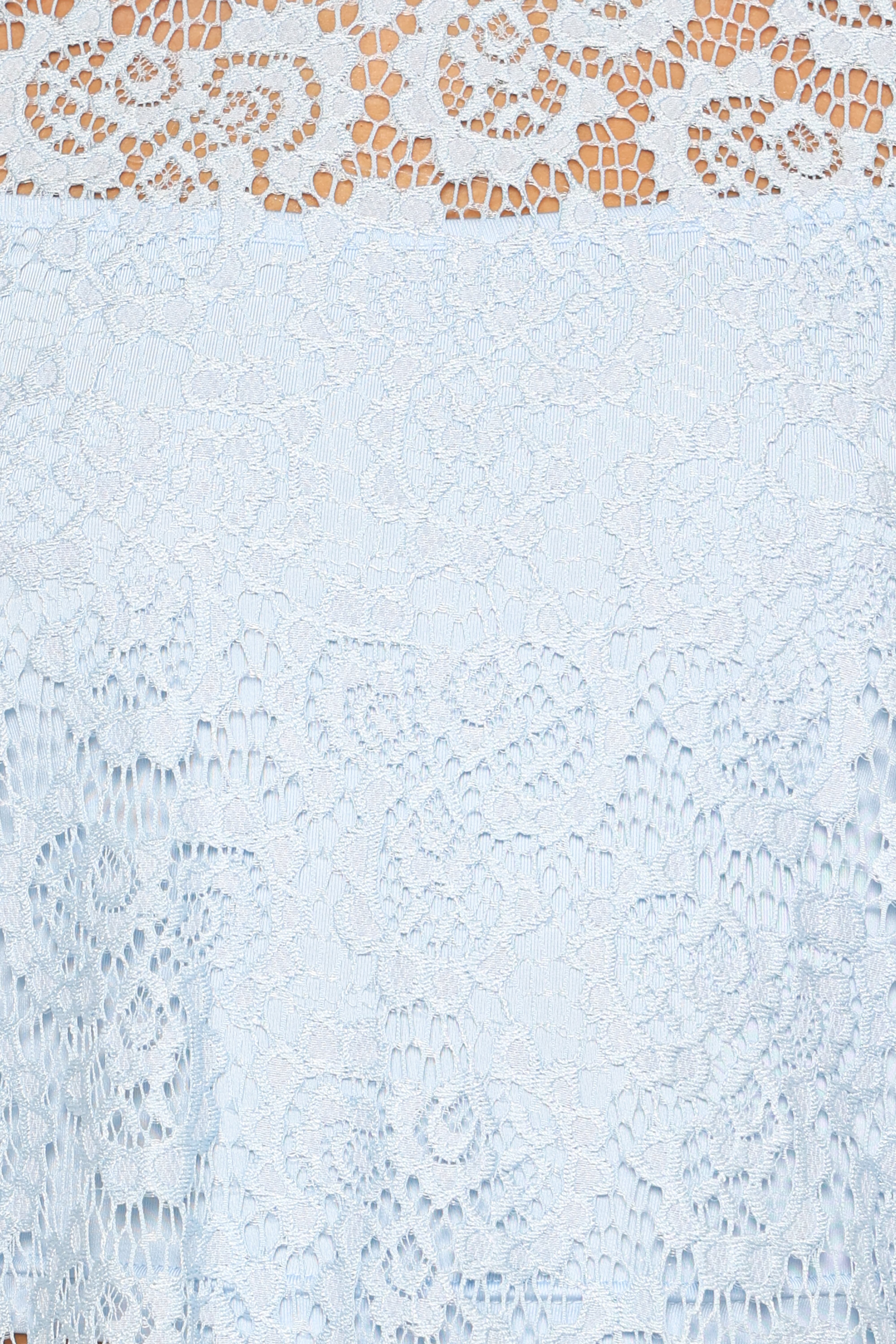 Tia Sheer Lace Tee Top - Light Blue