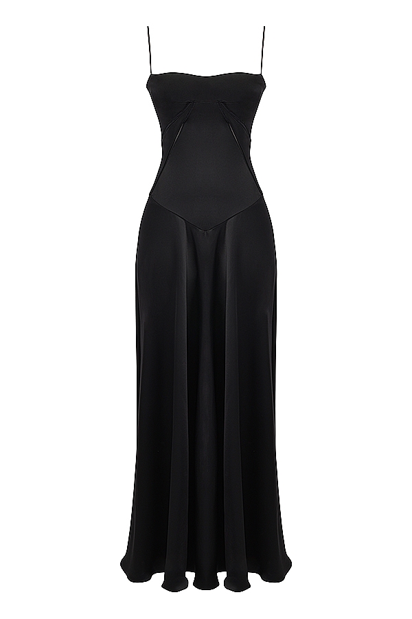 Black Lace Up Maxi Dress