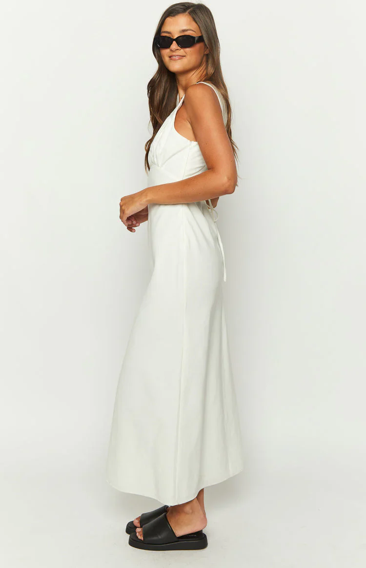 Verlaine White Linen Blend Maxi Dress - luluinthesky