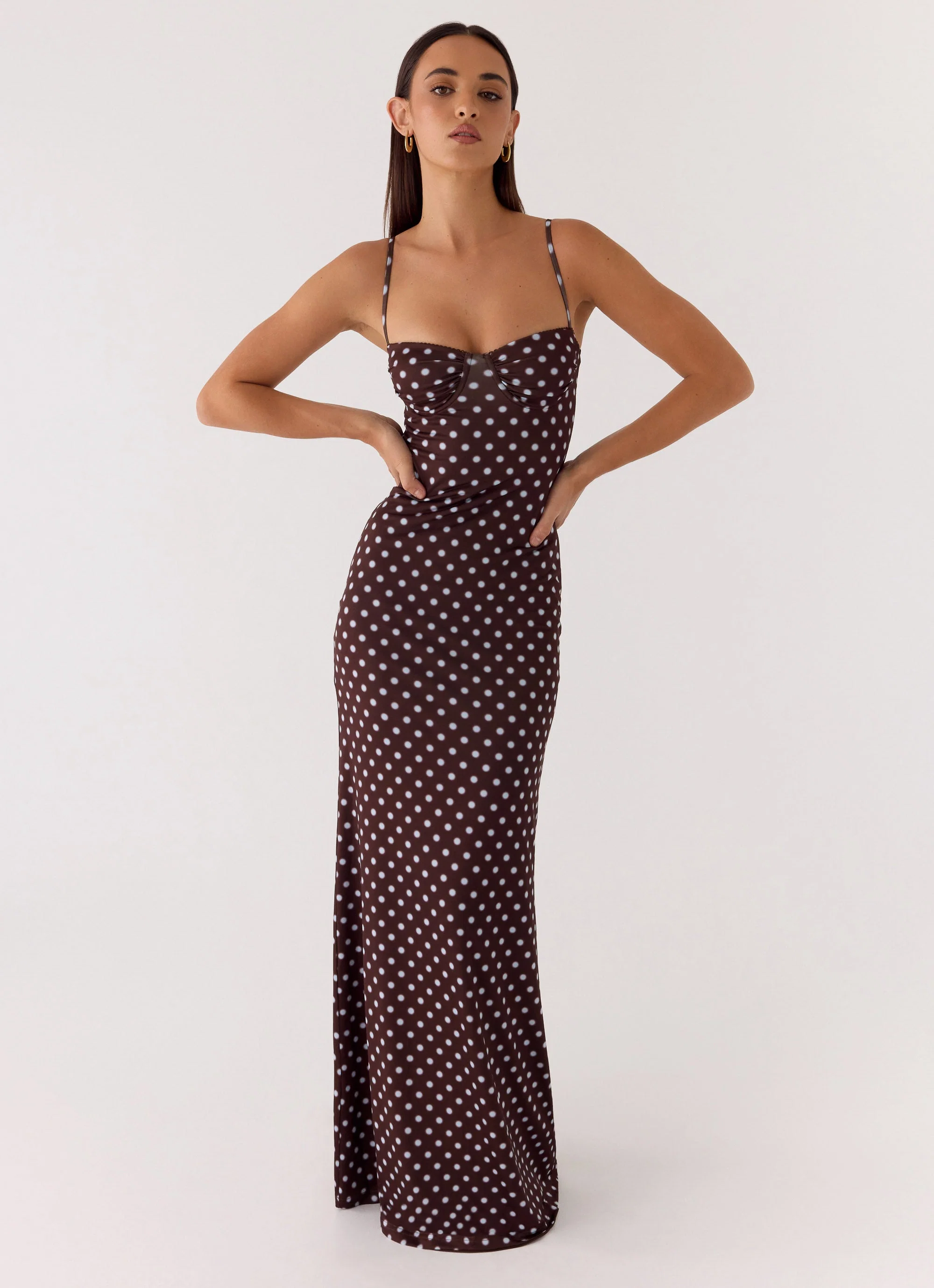 Vamonos Maxi Dress - Chocolate Blue Dot