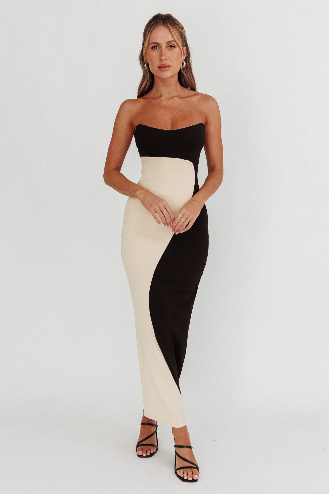Regent Strapless Maxi Dress Black/Beige