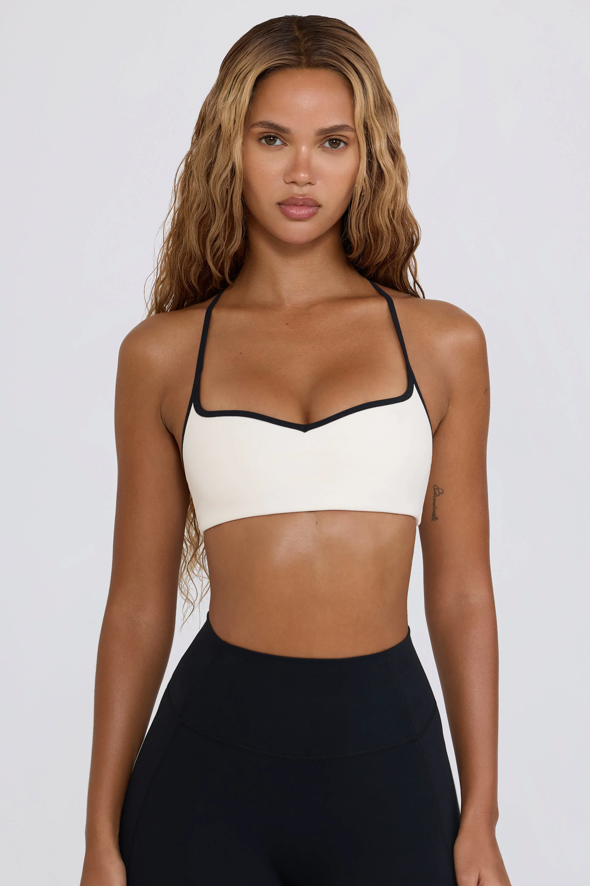 Soft Active Sweetheart-Neck Sports Bra in White