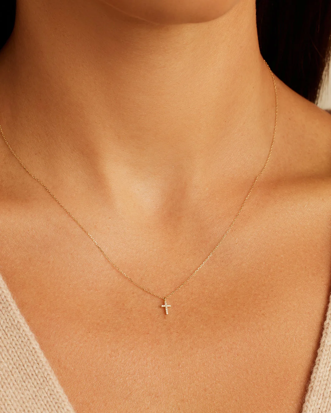14K Diamond Cross Necklace