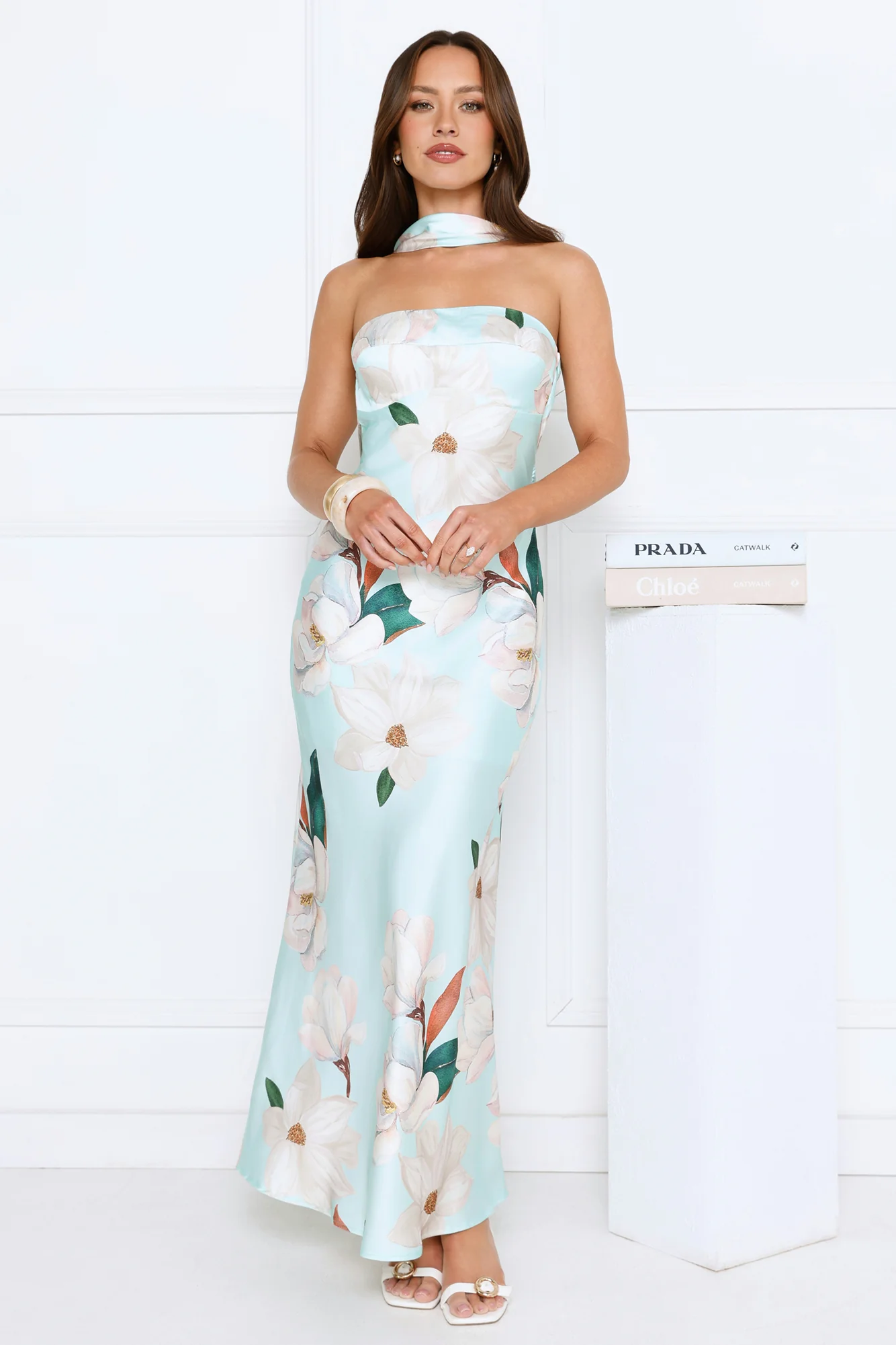Softly Radiant Satin Maxi Dress Green