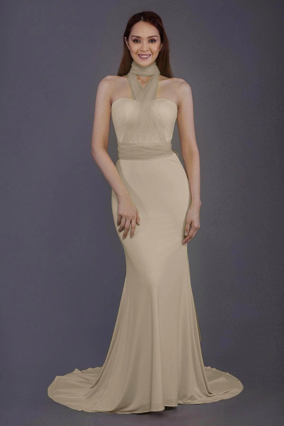 Mermaid Court Train Knitted Fabric Bridesmaid Dress PR3498