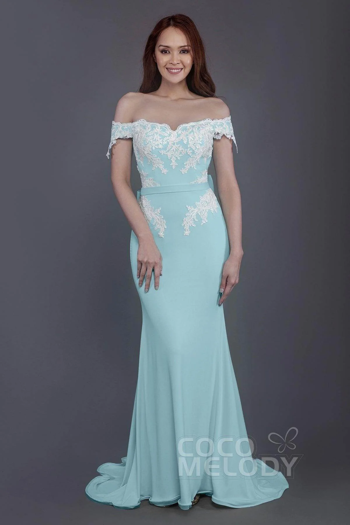 Mermaid Sweep Train Knitted Fabric Bridesmaid Dress PR3497