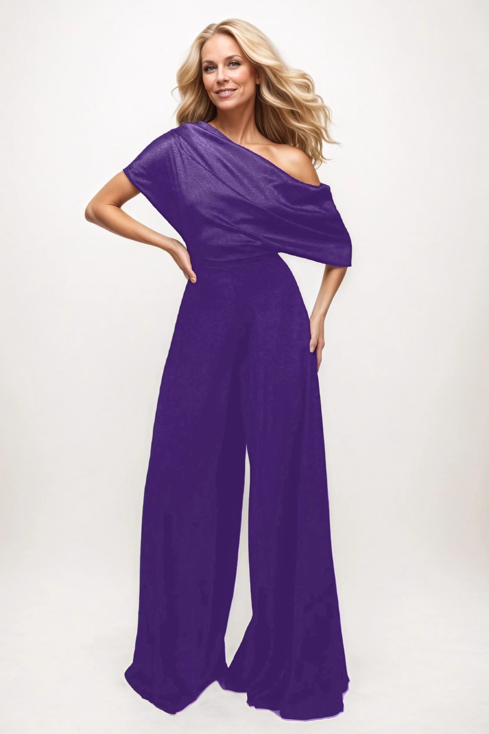 Jumpsuit Maxi Elastic Satin Chiffon Mother of the Bride Dresses CM0391