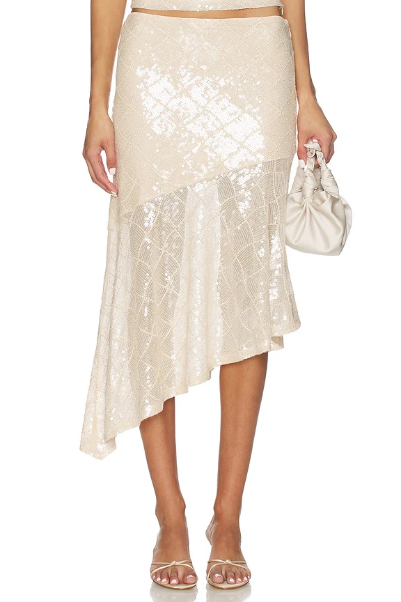 Eris Sequin Flounce Midi Skirt