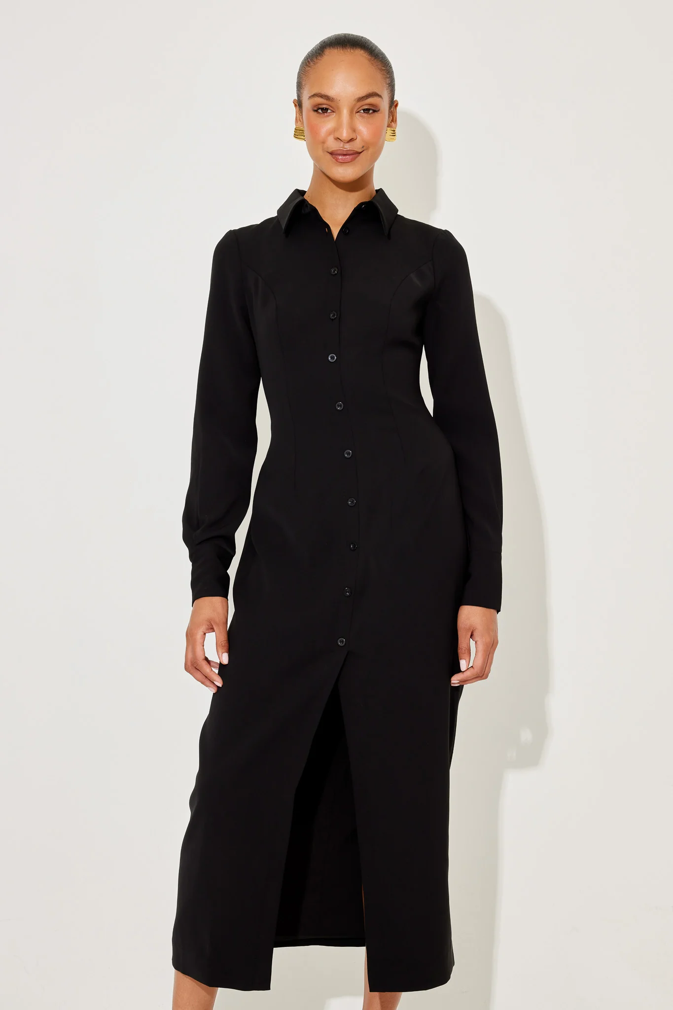 Long Sleeve Collar Maxi Dress