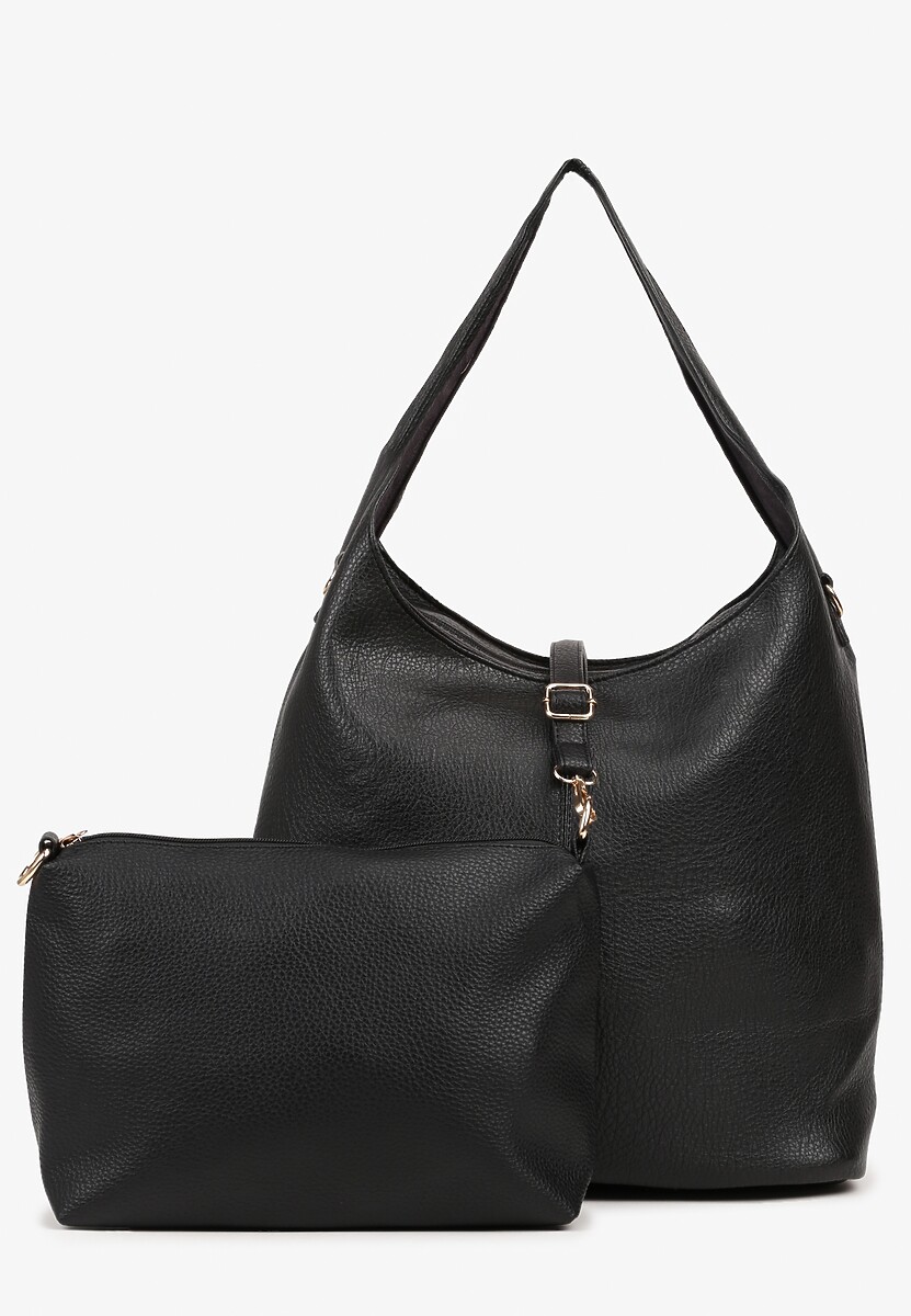 Czarna Klasyczna Torebka Hobo z Kosmetyczką i Paskiem Crossbody Fesulea