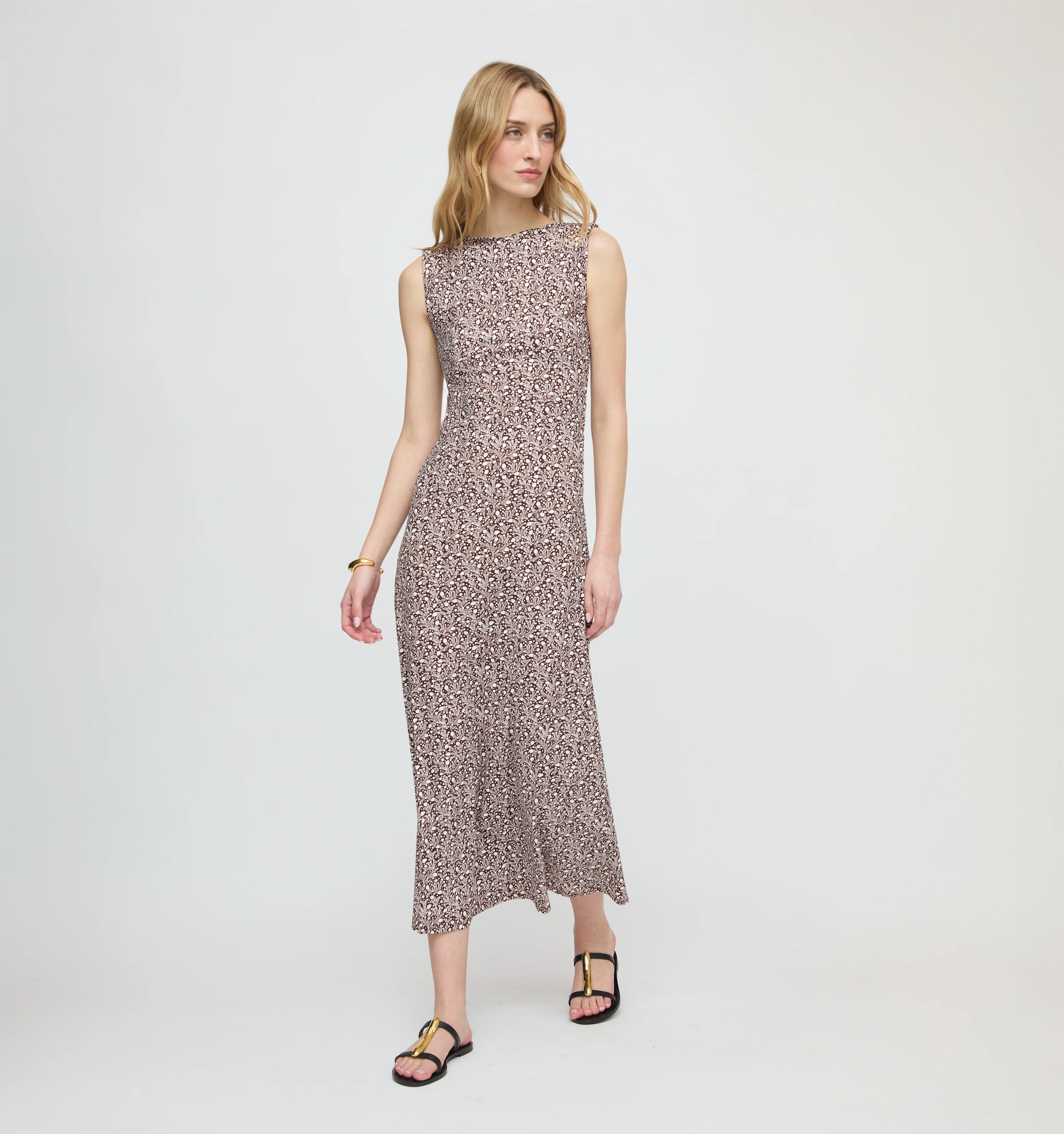 The Sloane Dress - Chocolate Ditsy Thistle