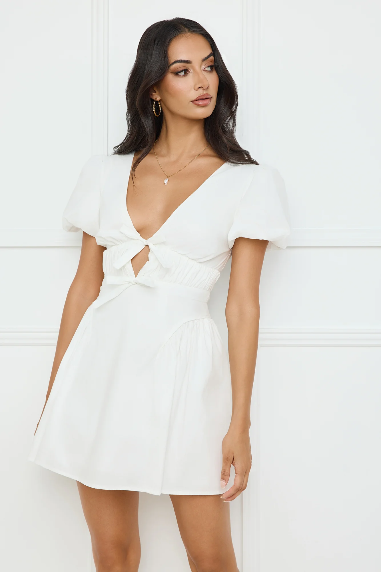 Golden Hour Muse Mini Dress White - luluinthesky