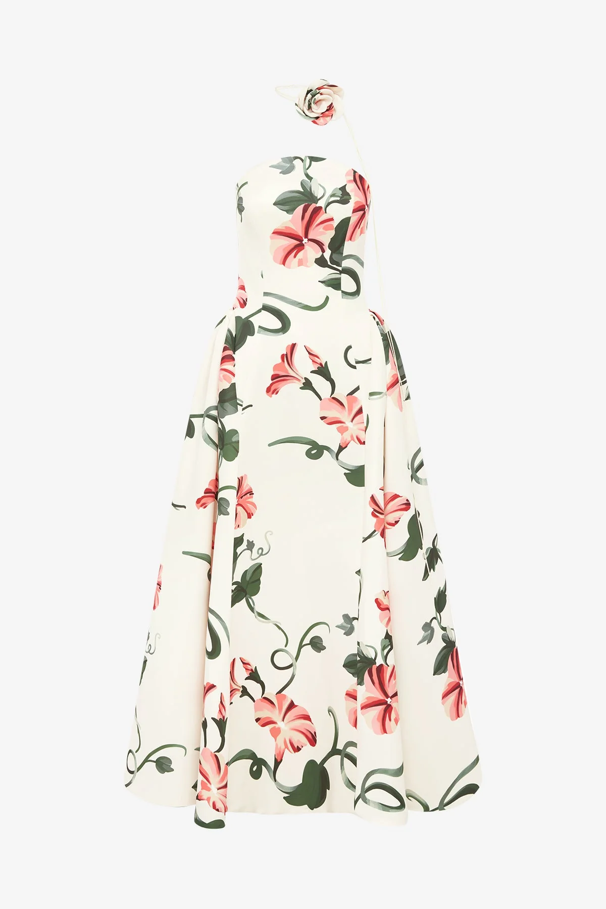 Violet Bustier Maxi Dress - Vine Print in Snow
