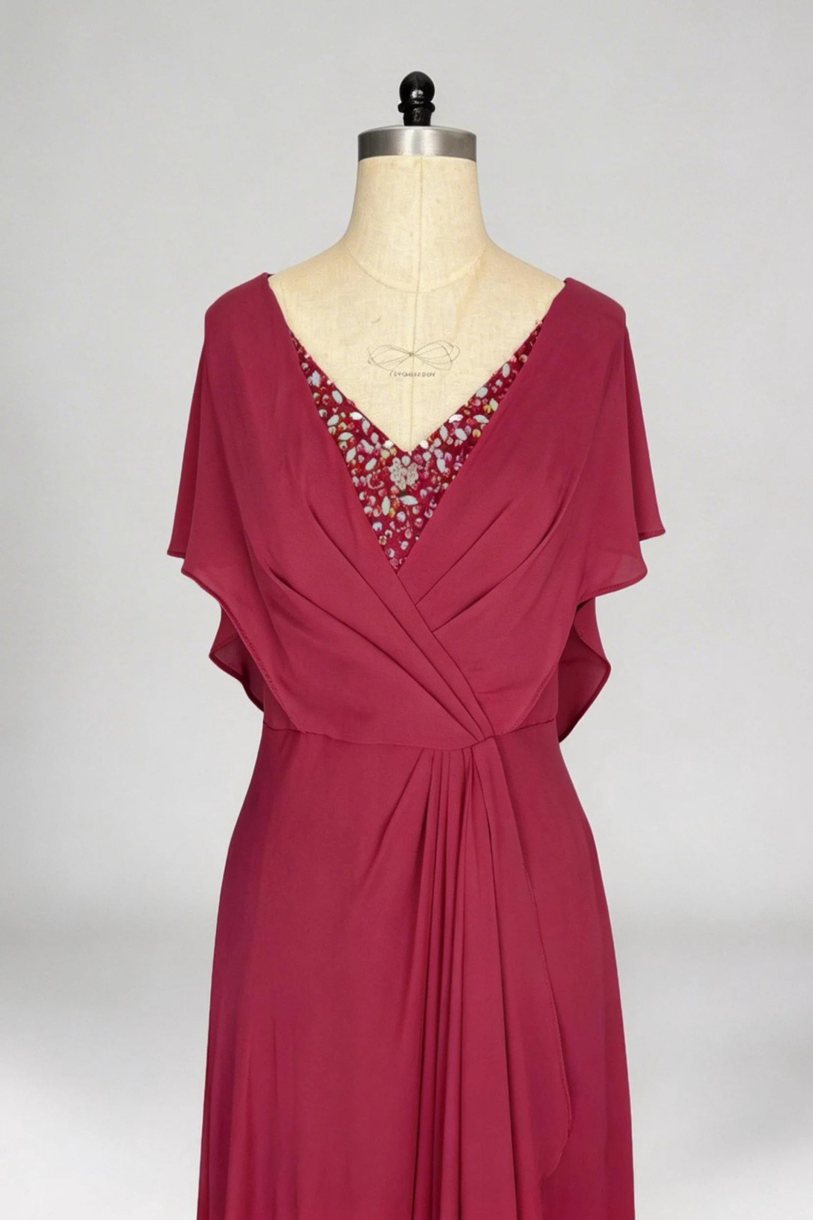 A-Line Sweep-Brush Train Chiffon Mother Dress CM0080