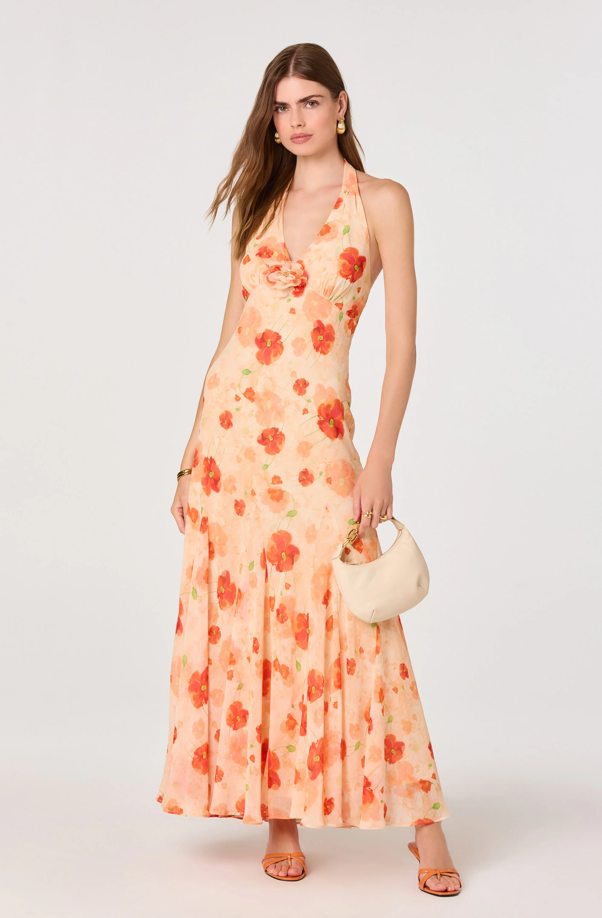 Yasmeen Floral Halter Godet Maxi Dress