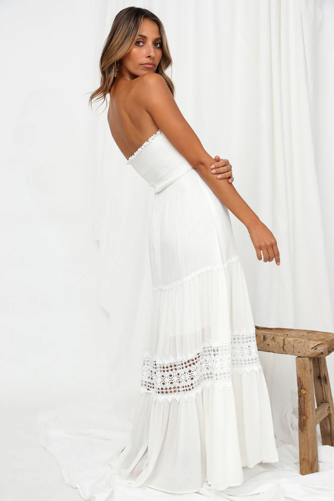 Agatha Maxi Dress White - luluinthesky