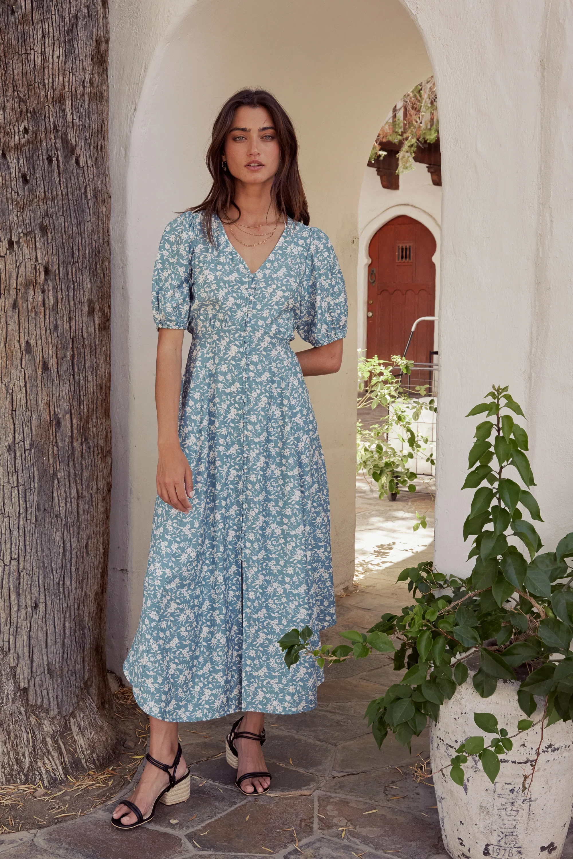 Sandra Button Front Maxi Dress