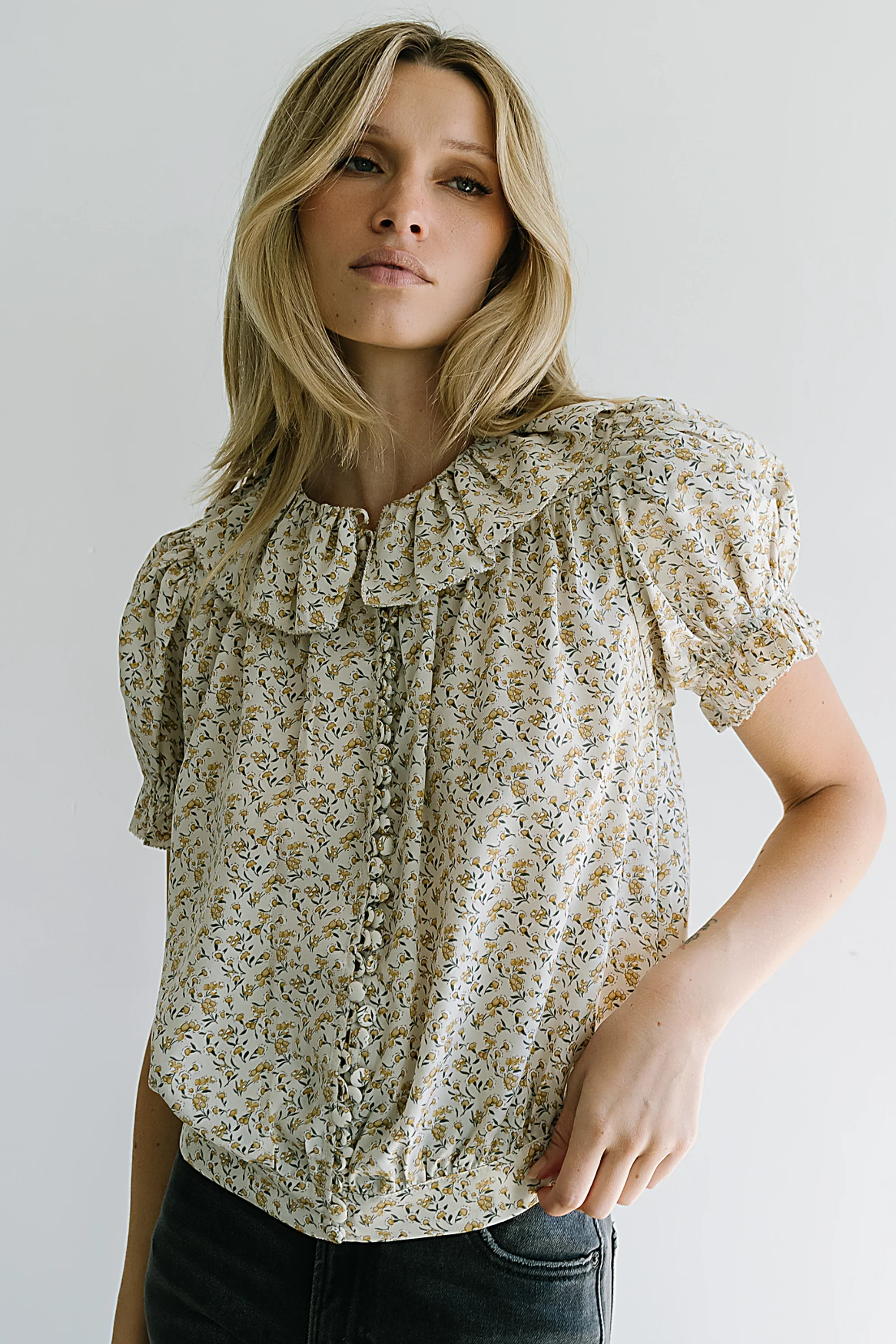 Bennie Collared Blouse in Cream