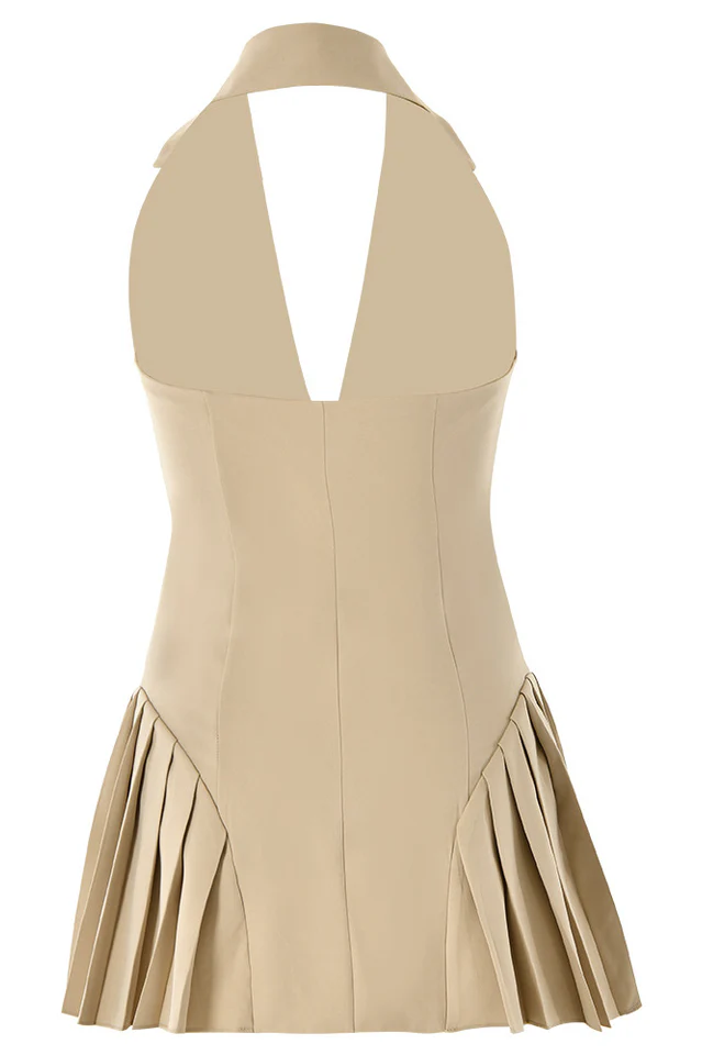 Reyna Backless Pleated Mini Dress