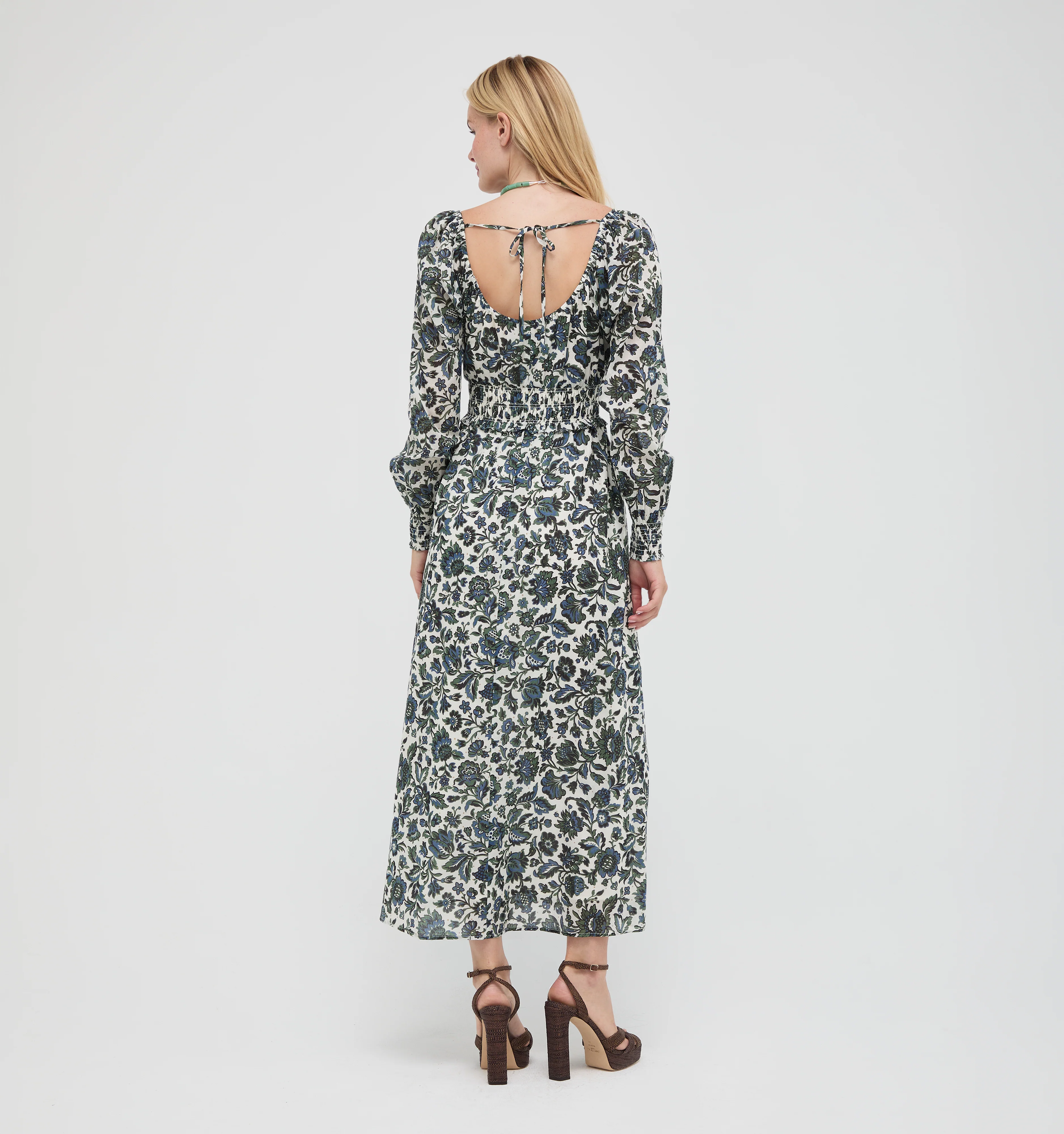 The Eugenia Nap Dress -  Jacobean Bloom Blue/Green