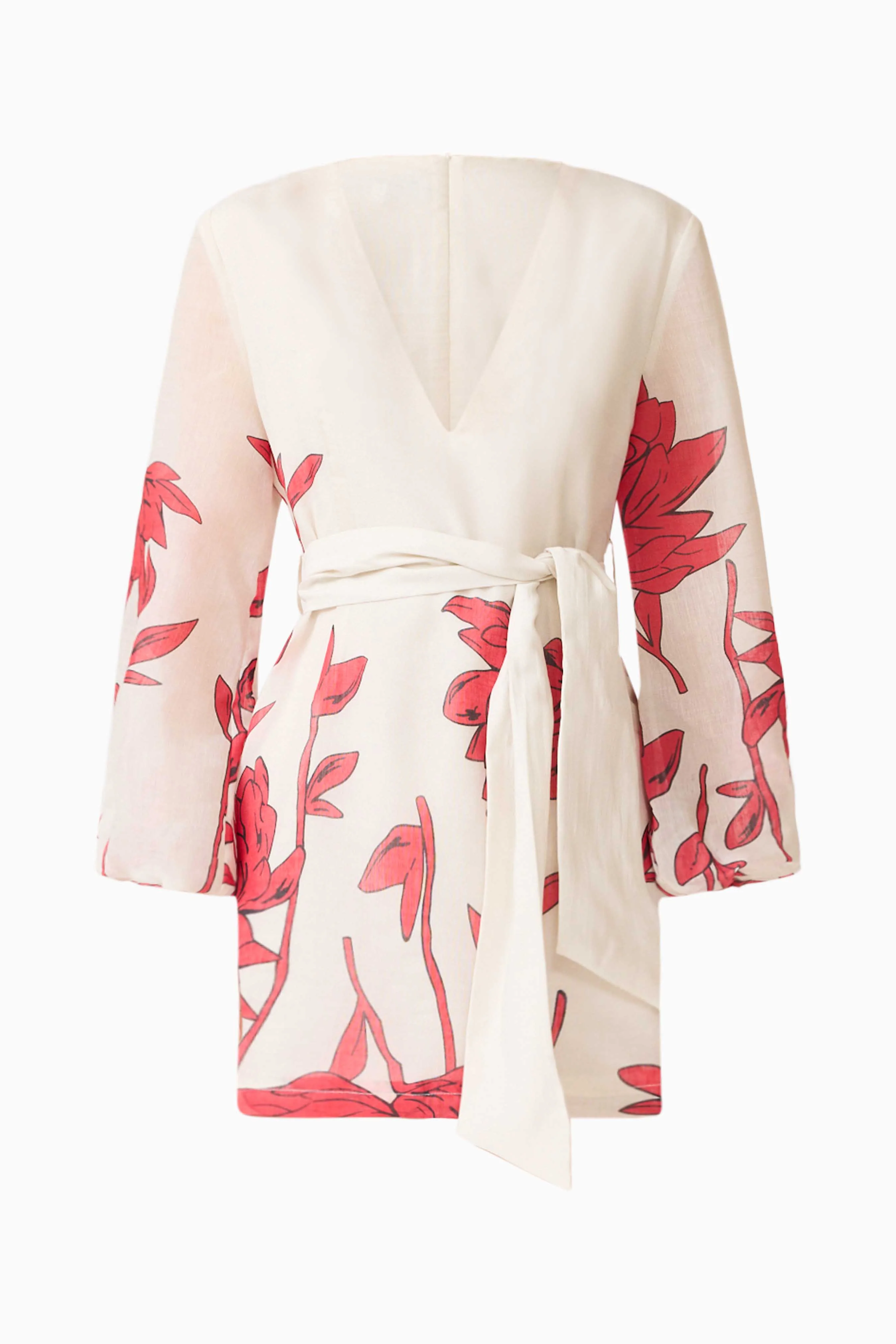 CURAAE Viva Long Sleeve Mini Dress in White and Red