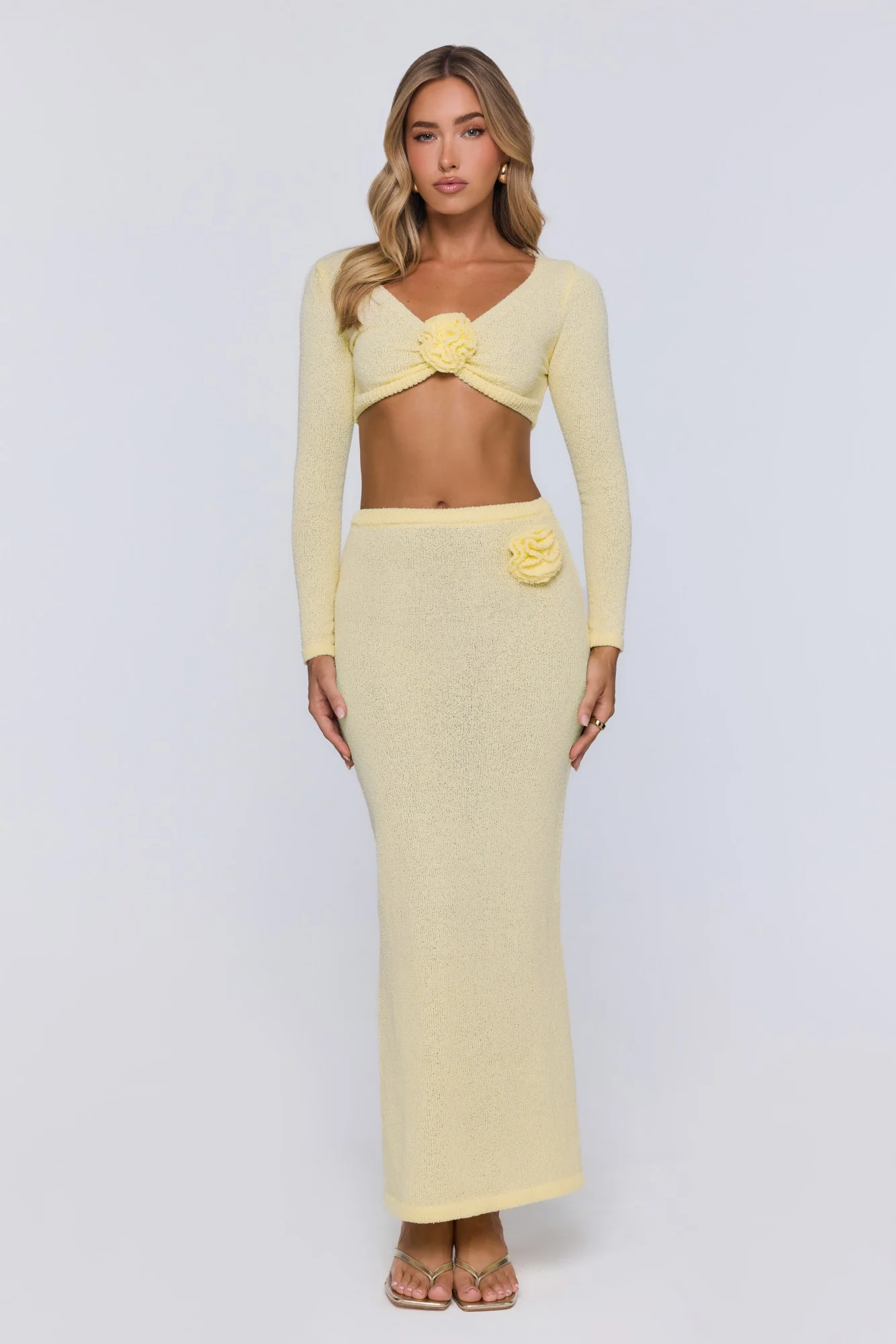 Sun Rose Knit Maxi Skirt Yellow