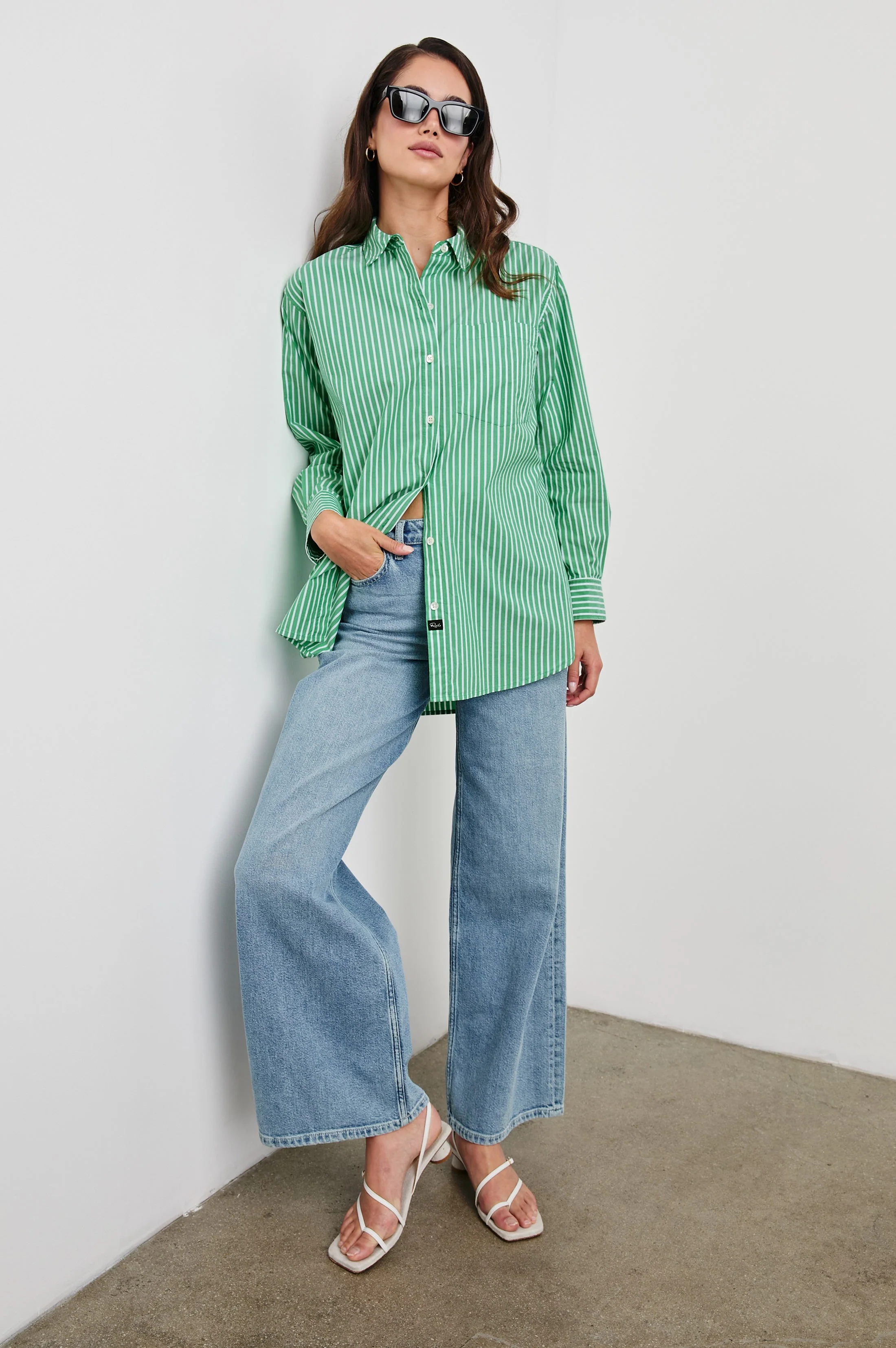 Elsa Shirt - Kelly White Stripe