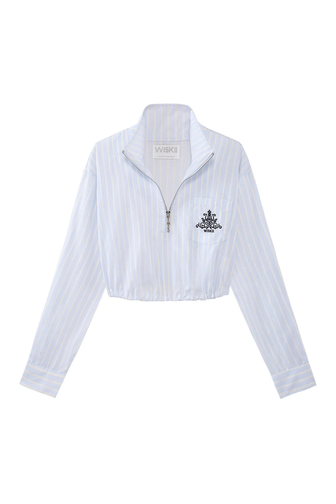 Stripe Half-Zip Crop Shirt