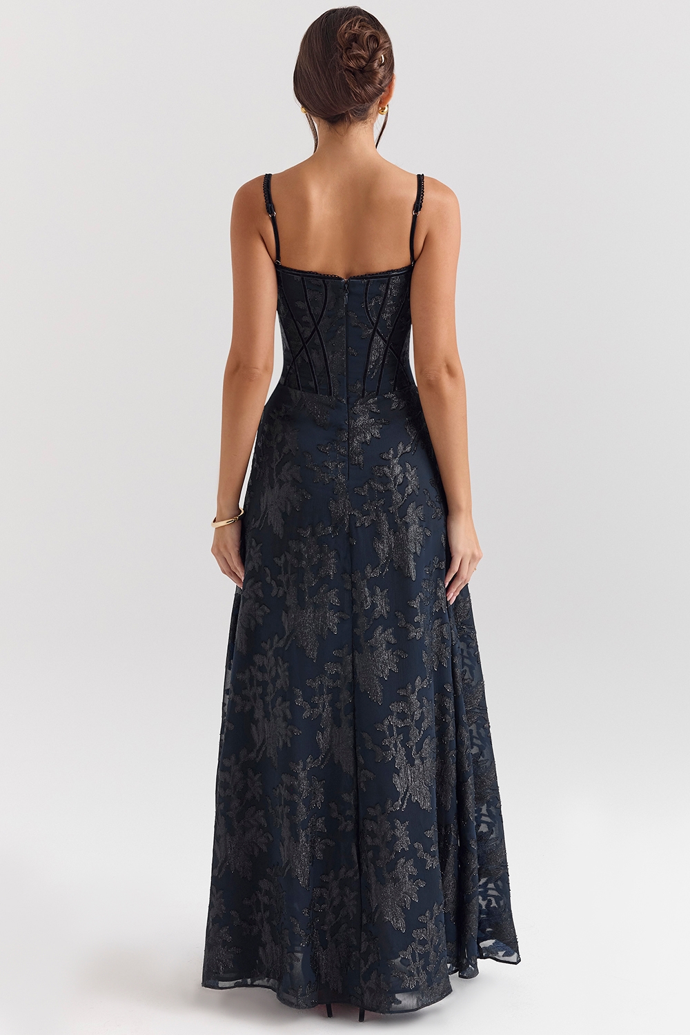 Midnight Blue Lurex Chiffon Maxi Dress