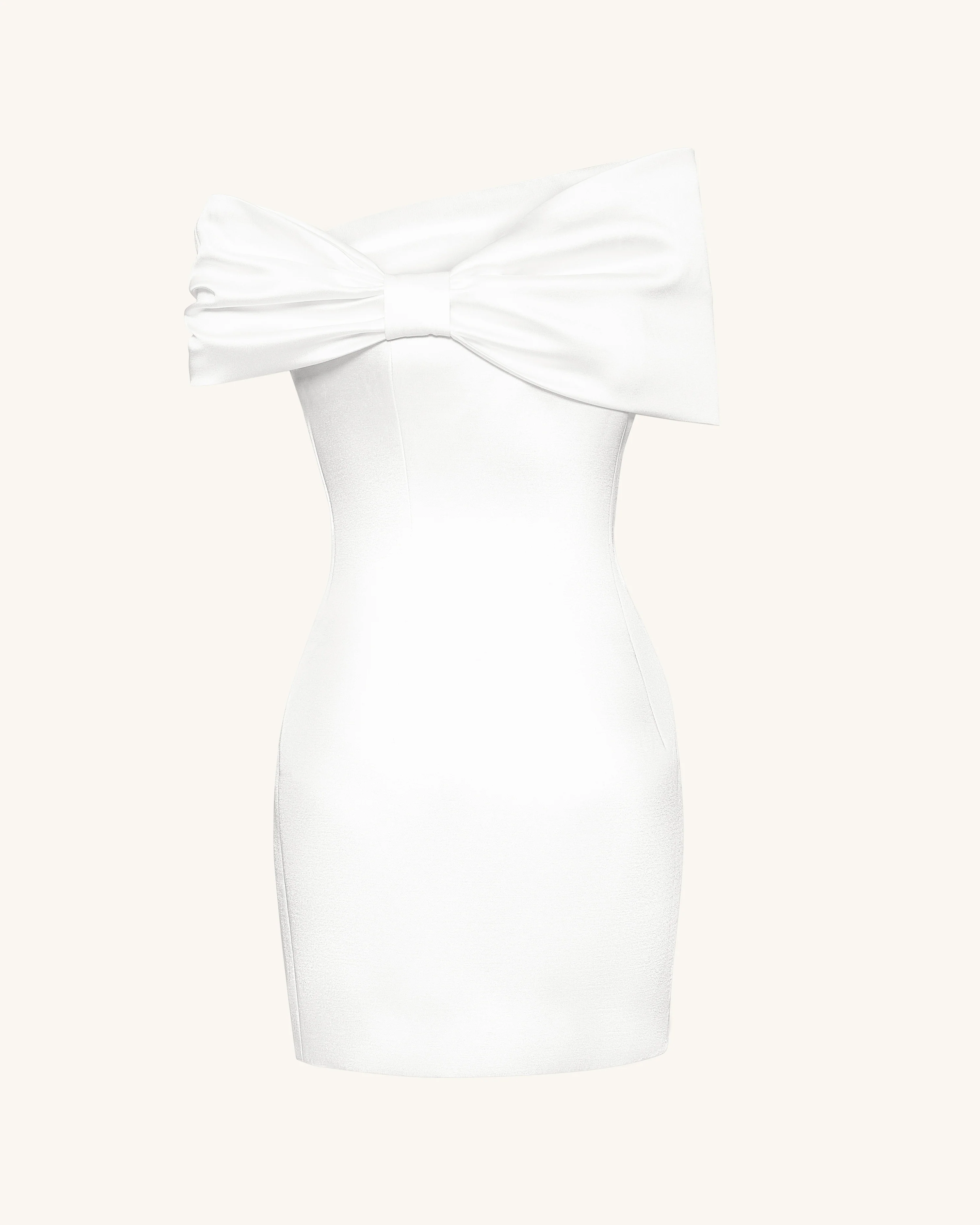 Satin Asymmetric Bow Mini Dress - White - luluinthesky