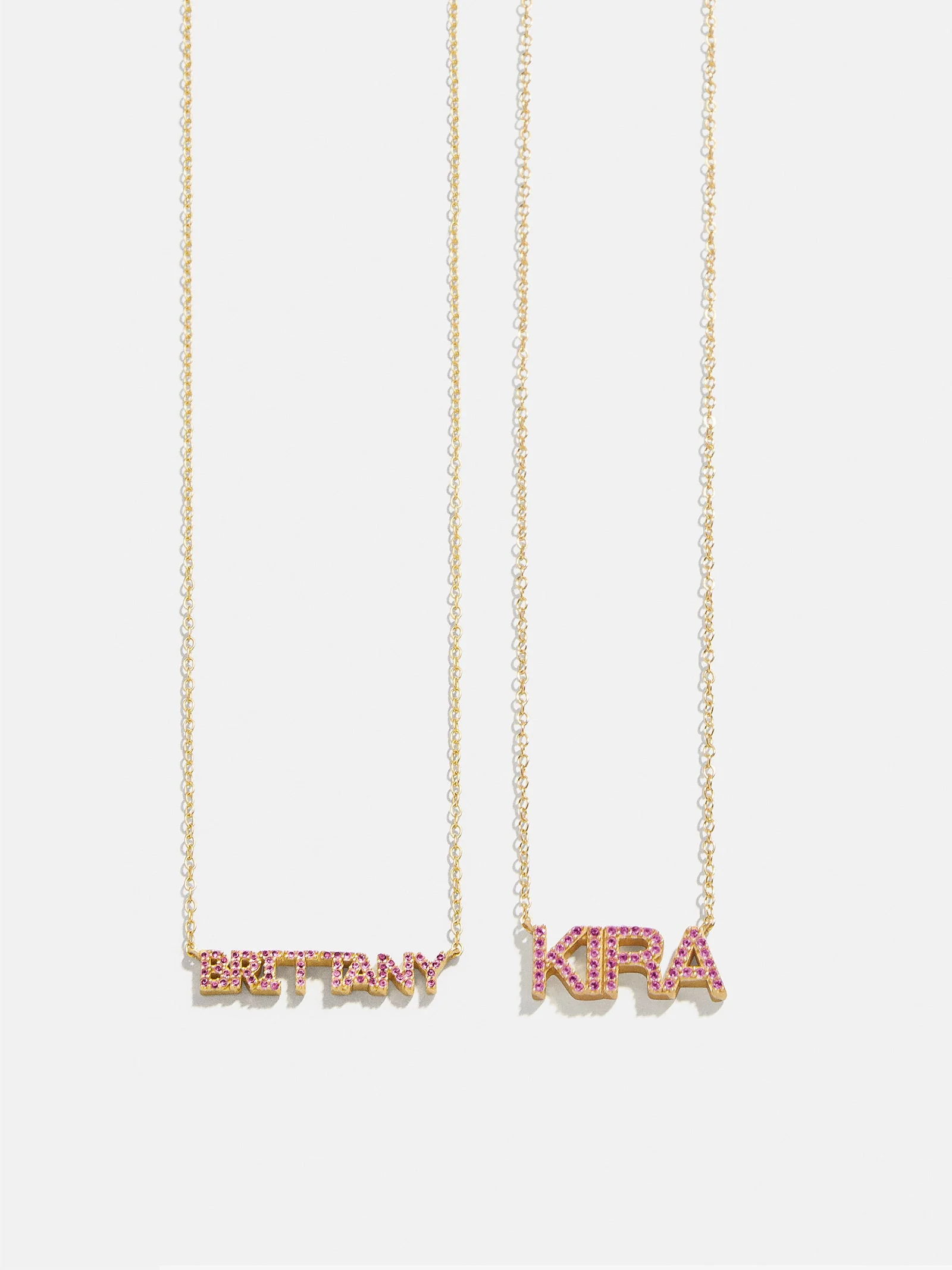 14K Gold Birthstone Custom Nameplate Necklace - Rose