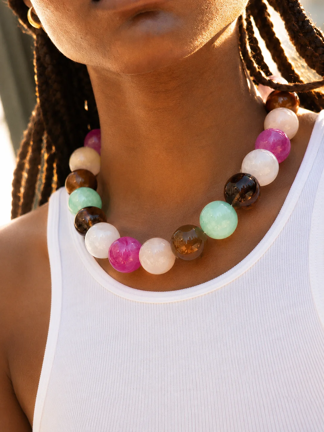 Jane Beaded Necklace - Pink Multi Bead