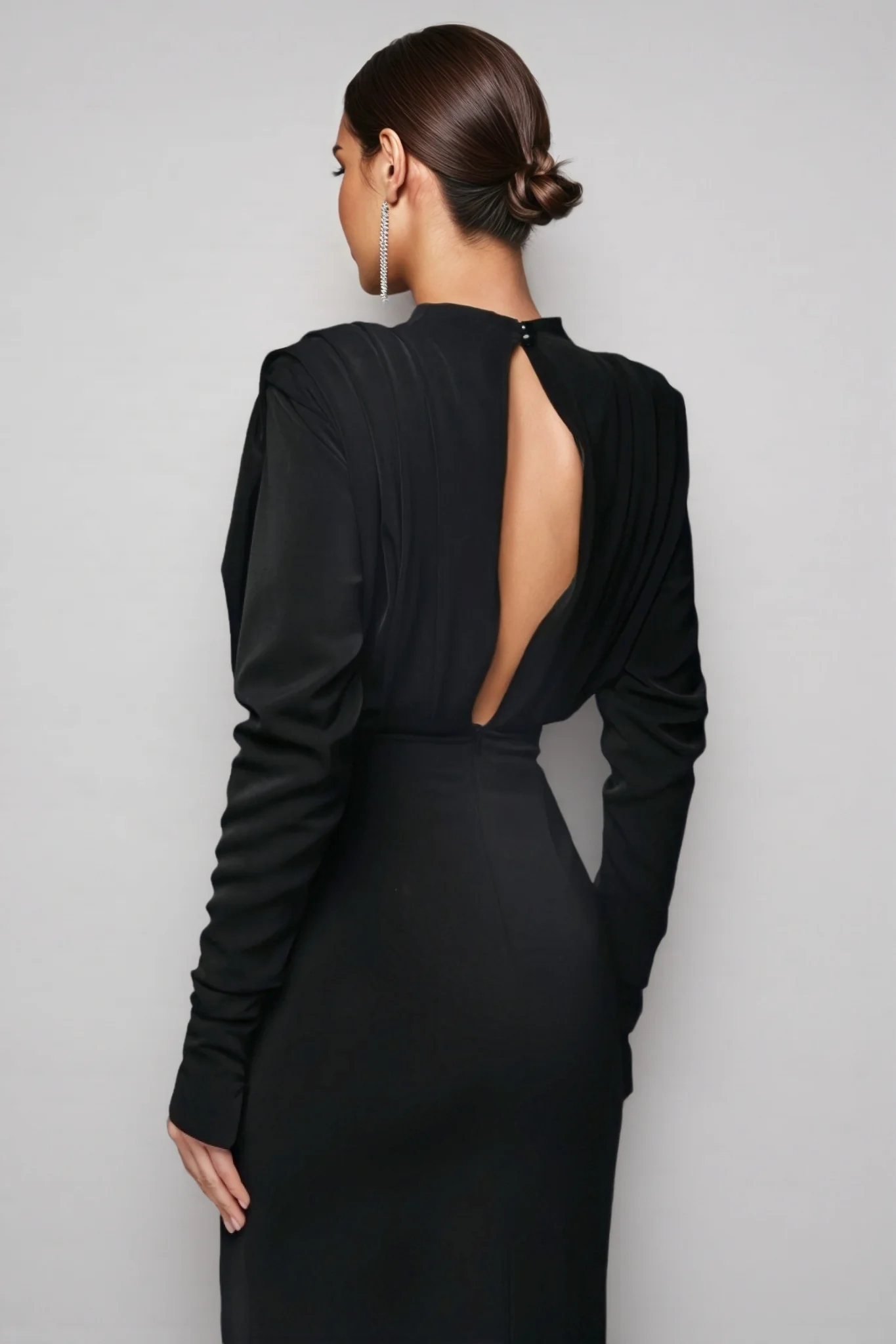 Irene High Neck Slit Maxi Dress-Black