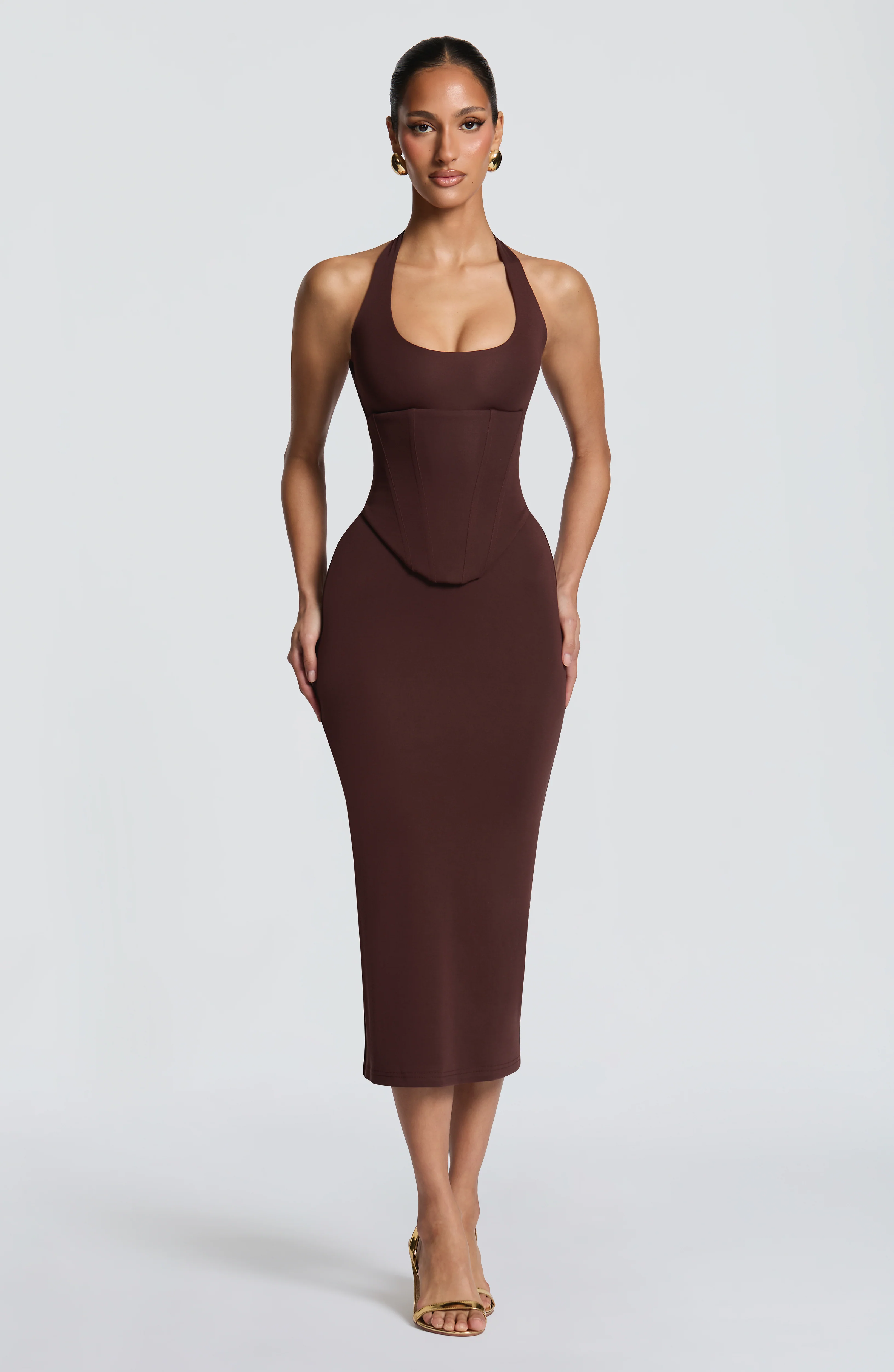 Roberta Midi Dress - Plum Brown