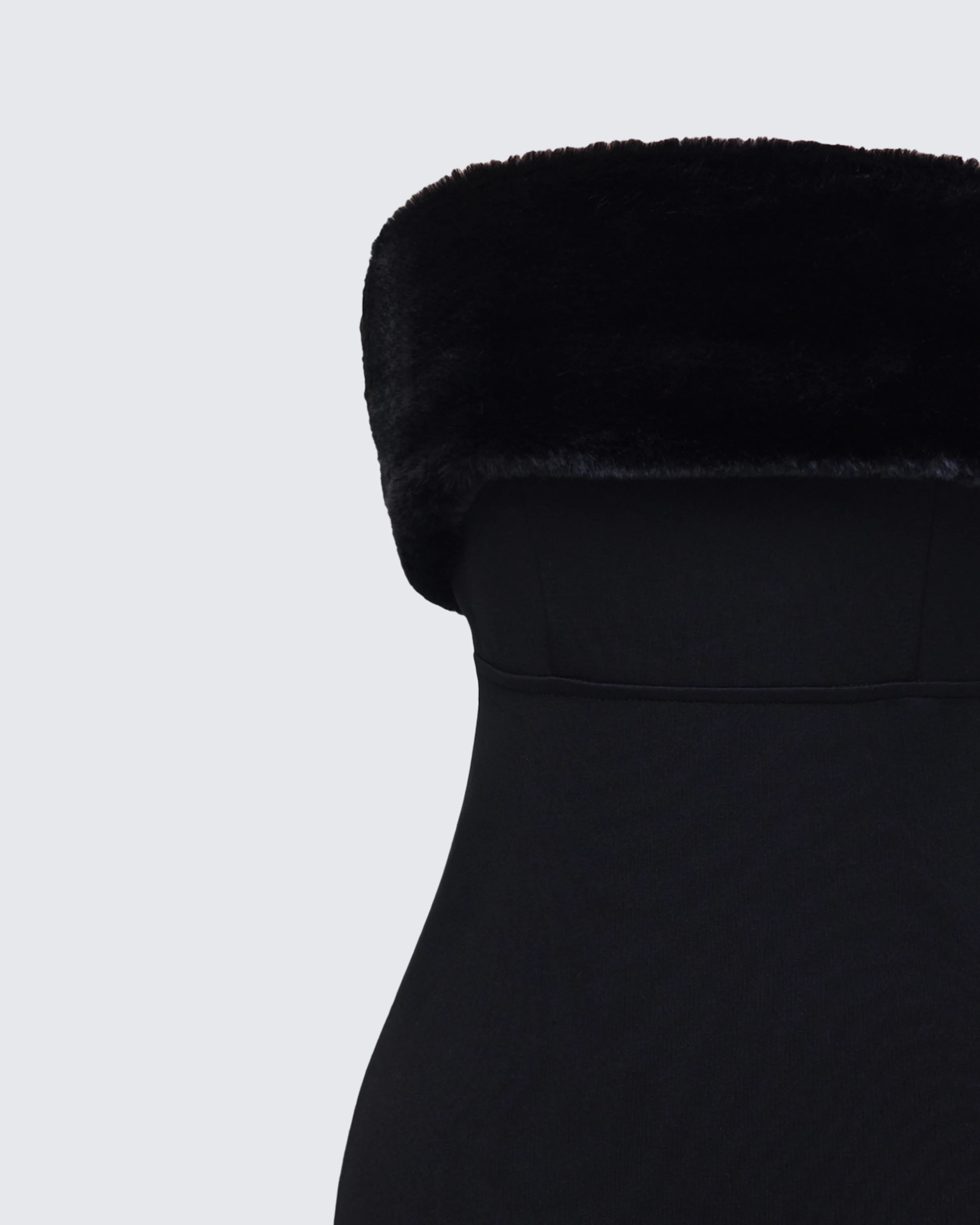 Hannah Fur Trim Mini Dress