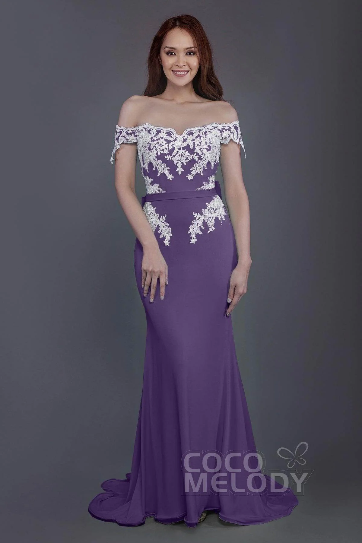 Mermaid Sweep Train Knitted Fabric Bridesmaid Dress PR3497