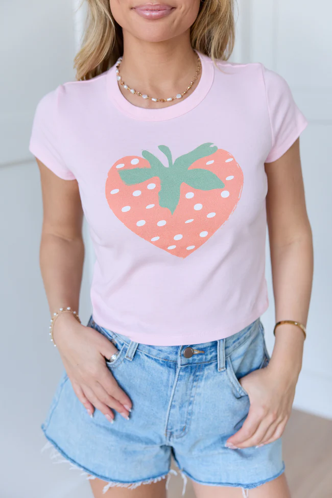 Strawberry Heart Pink Baby Graphic Tee