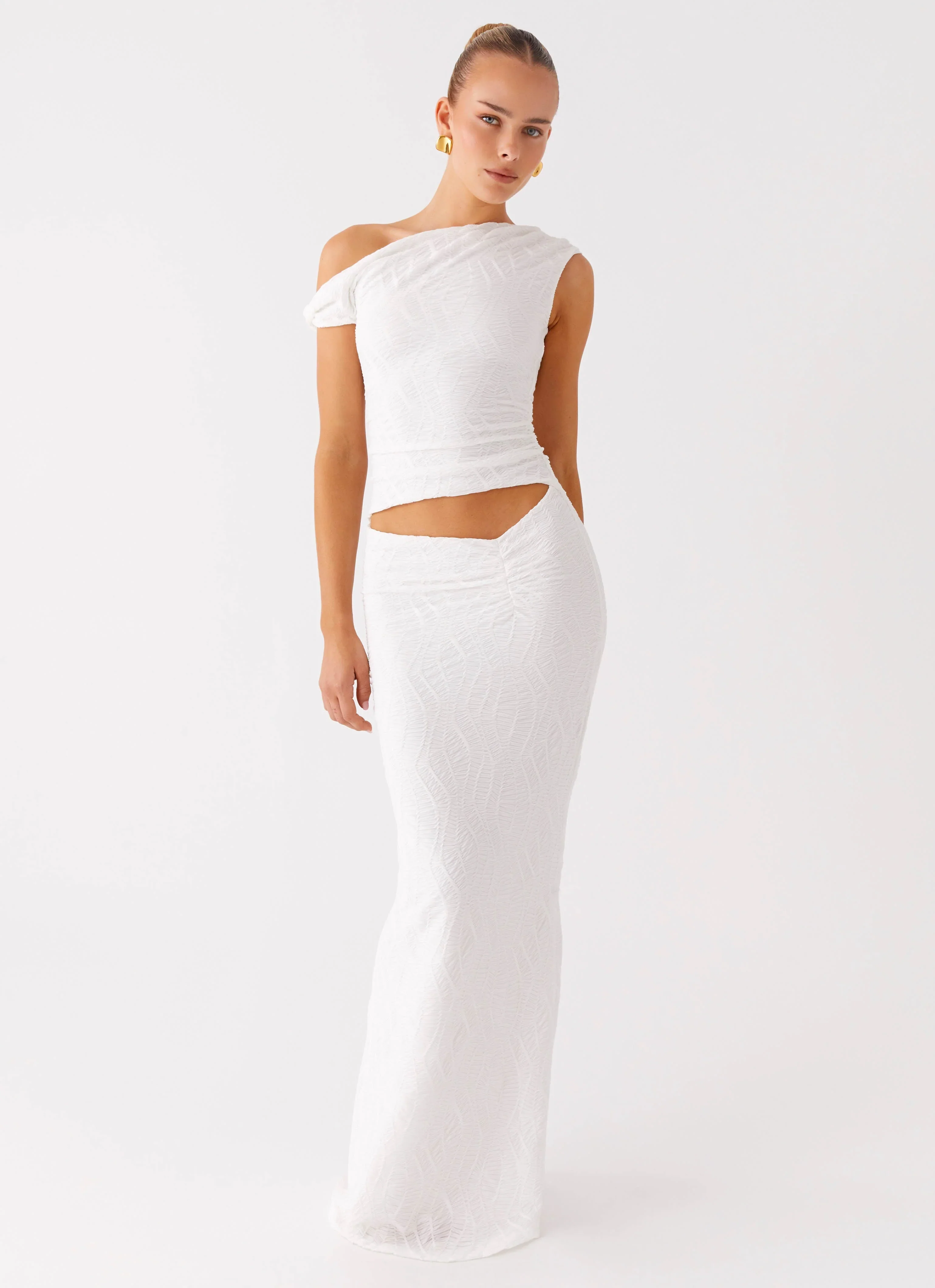 Galantis One Shoulder Maxi Dress - White
