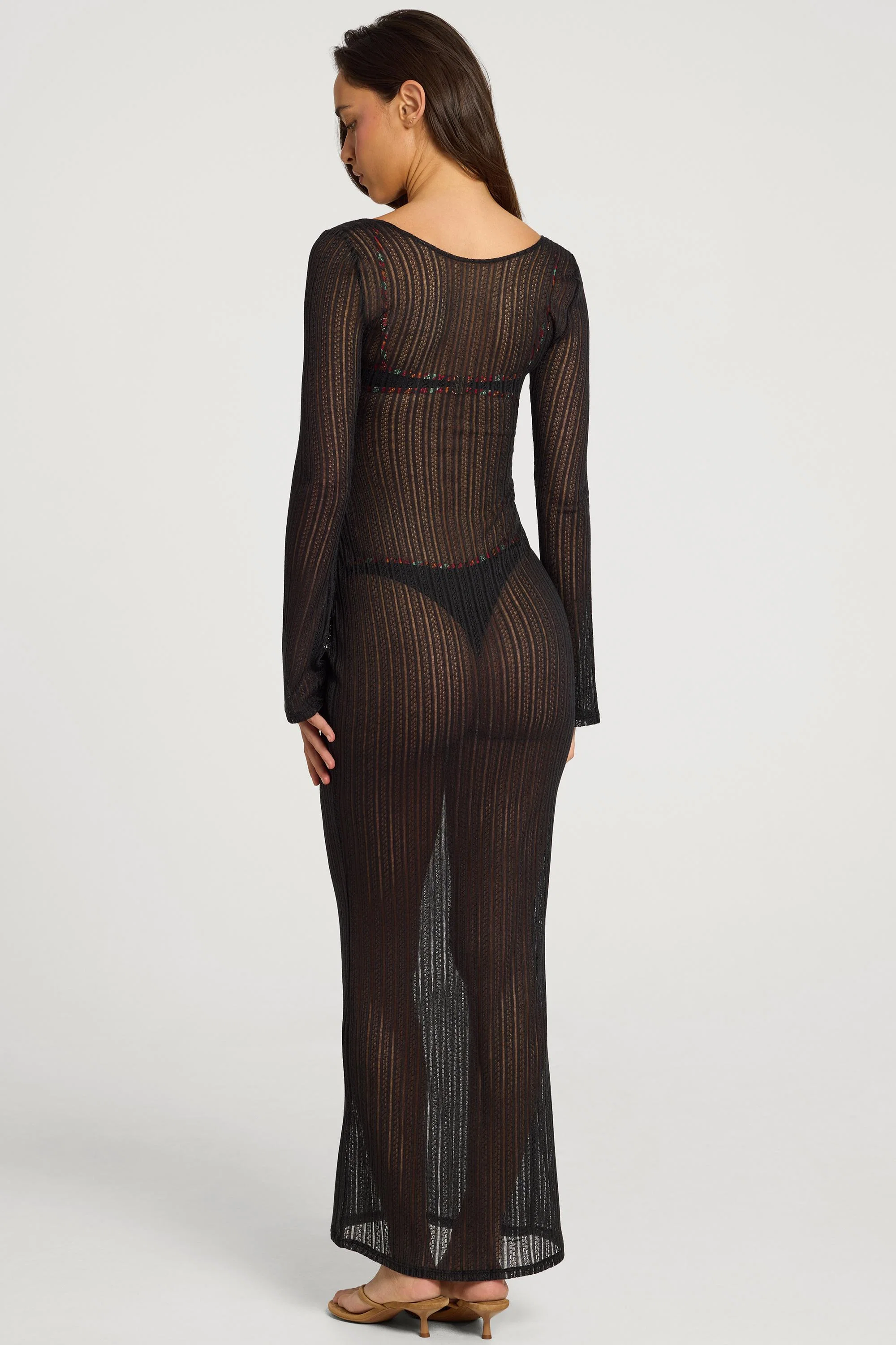 Open-Front Maxi Dress in Black
