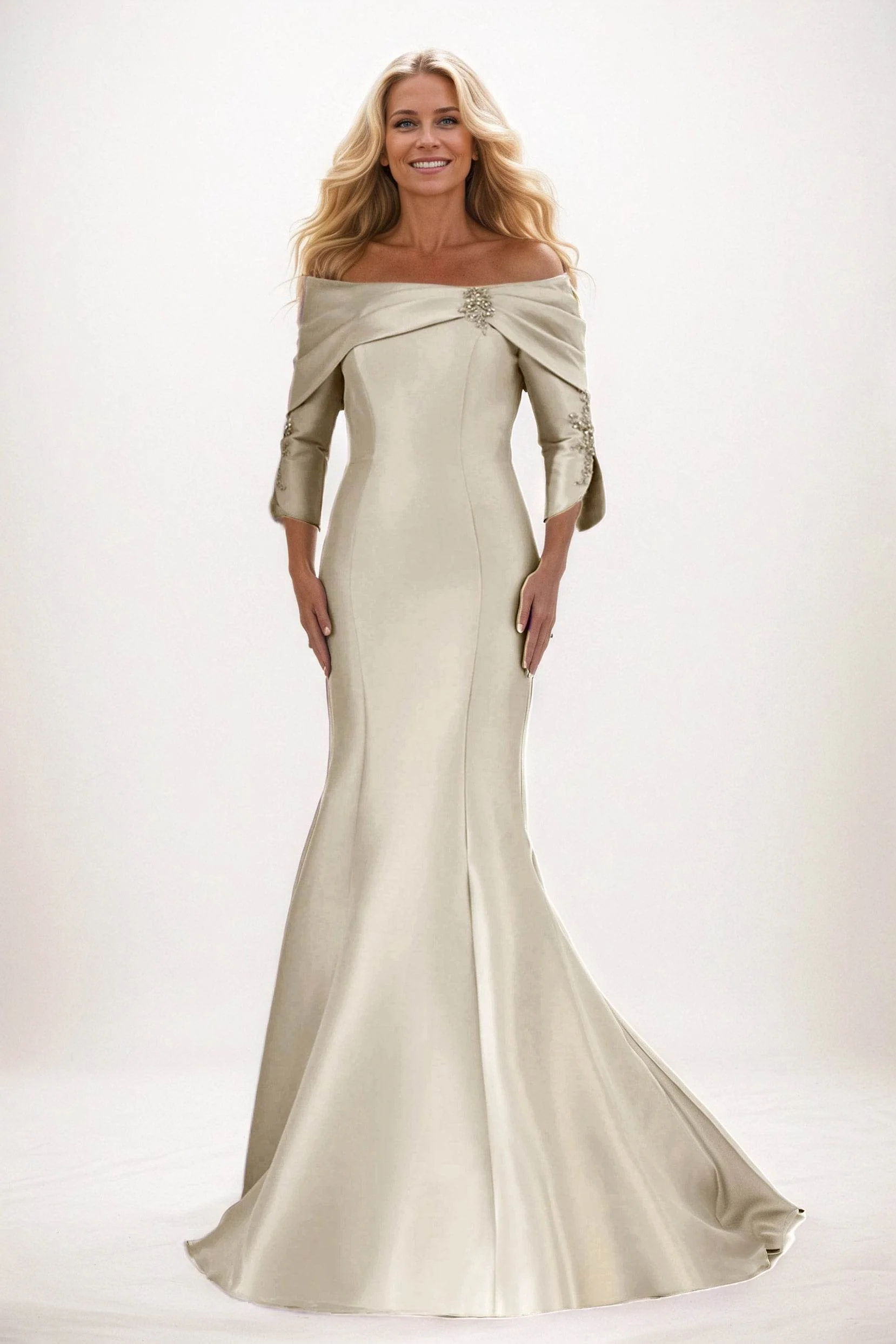 Trumpet-Mermaid Maxi Satin Mother of the Bride Dresses CM0381