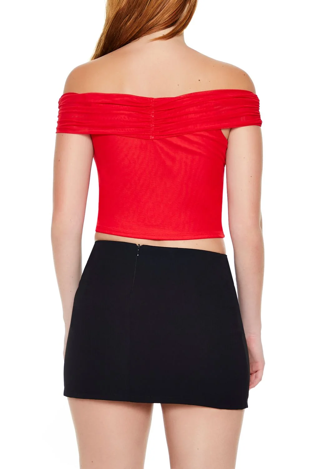 Mesh Off-the-Shoulder Crop Top