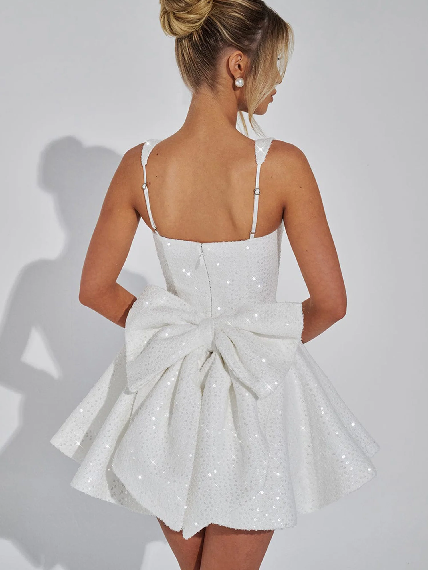 Sequin Detail Flared Mini Dress