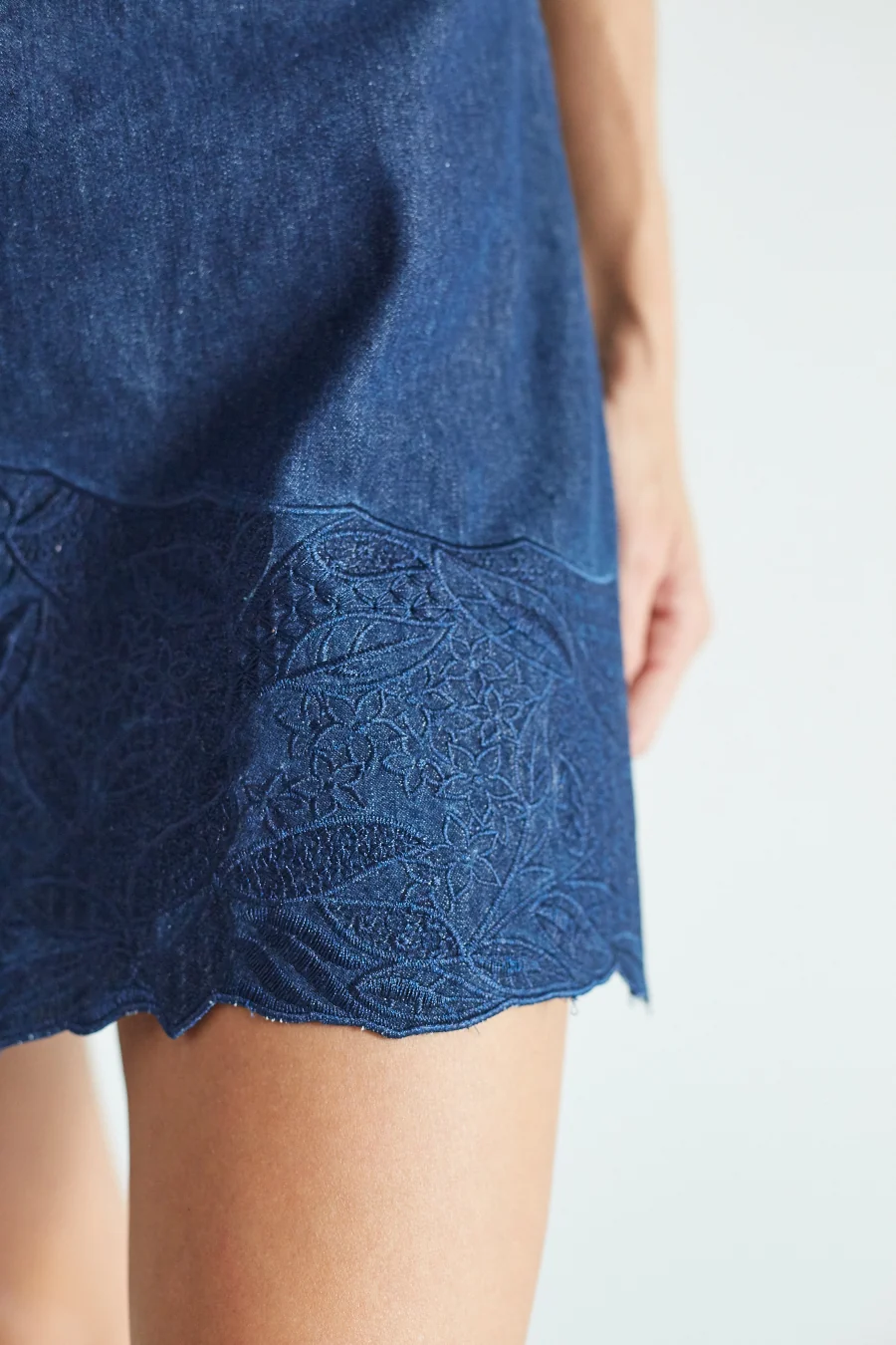 Tessie Embroidered Denim Mini Dress