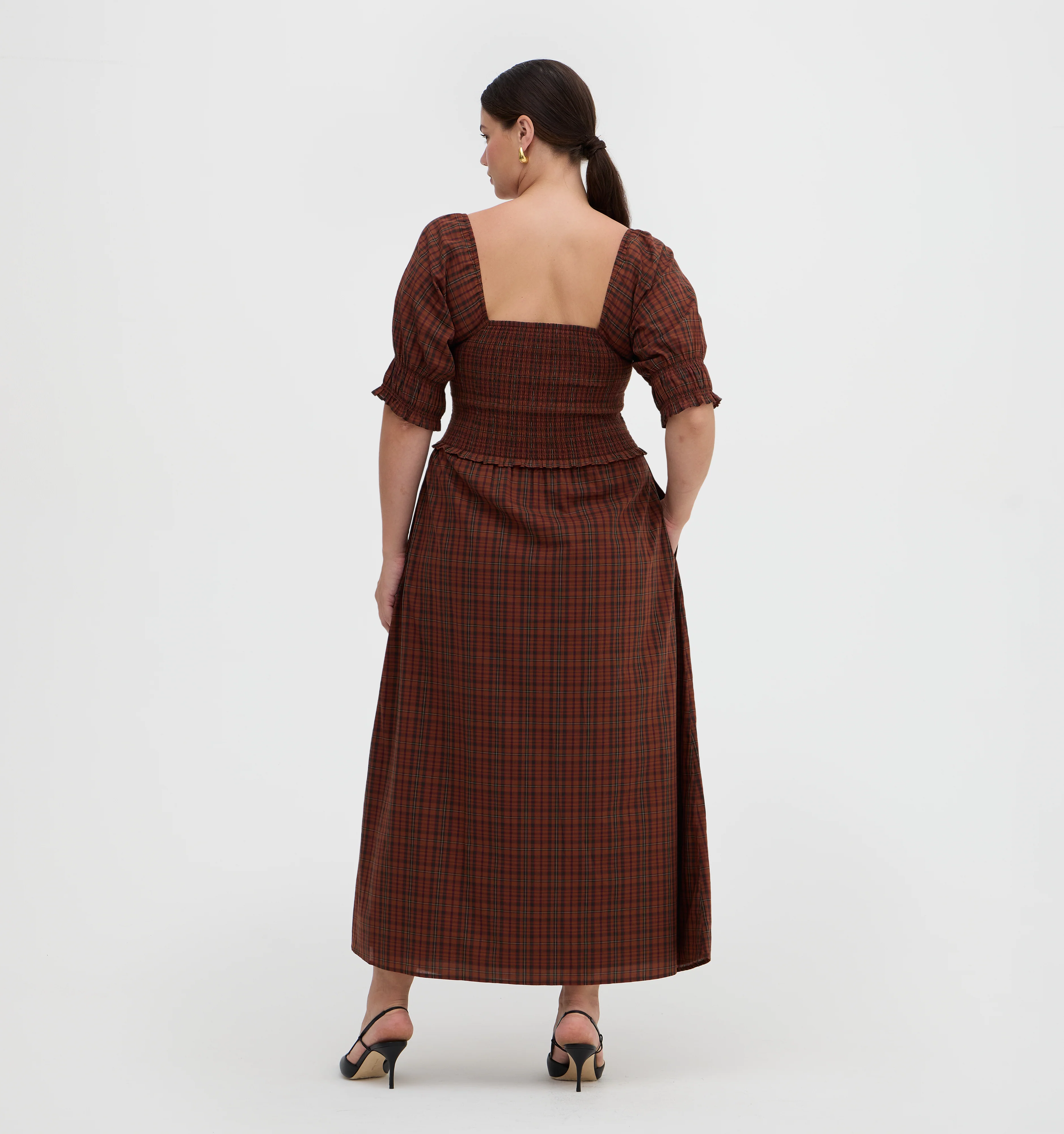 The Malene Nap Dress - Chestnut Plaid