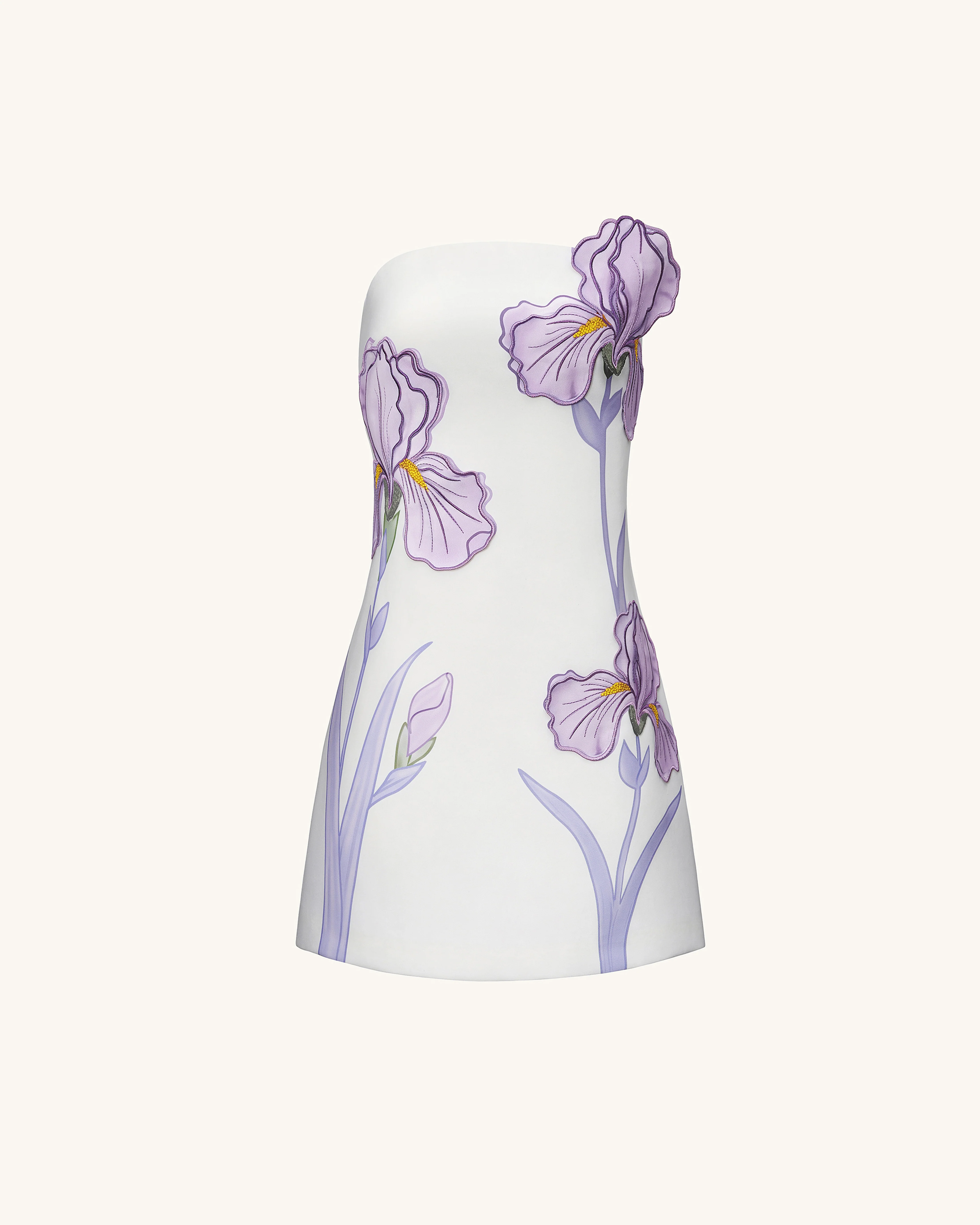 Iris Floral Print Strapless Dress - White - FASHION NOB