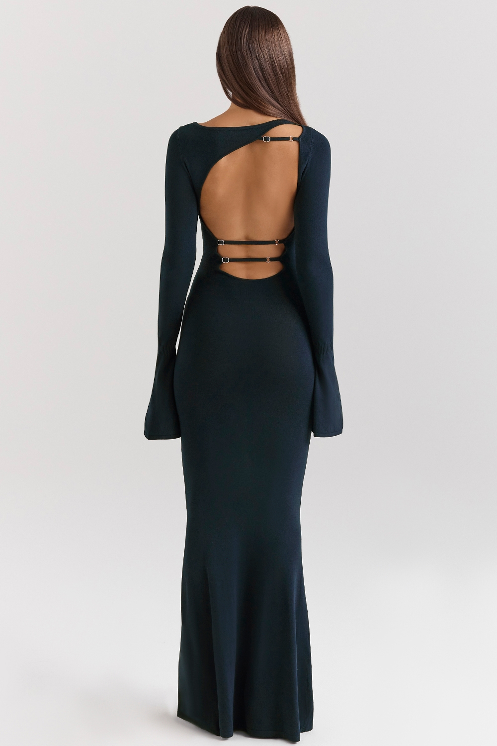 Midnight Blue Silky Knit Maxi Dress
