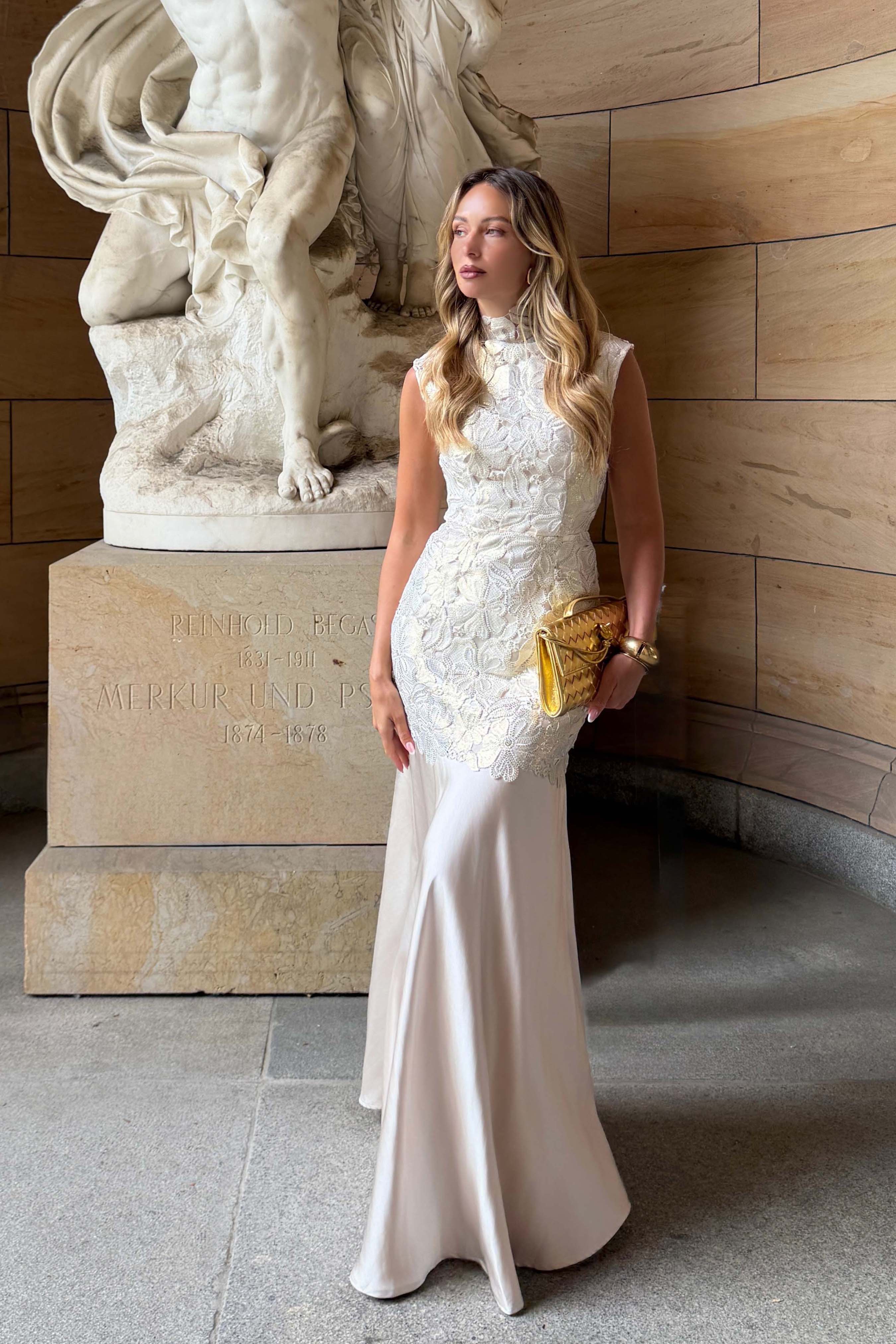 Nicoletta High Neck Gown in Gold