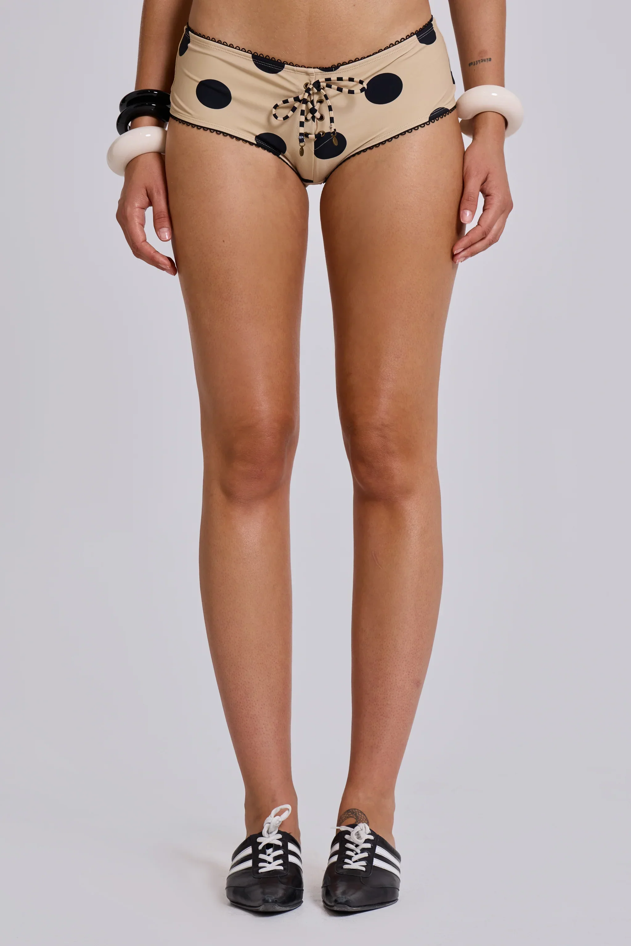 Lola Mini Short Bikini Bottoms in Polkadot Stripe - luluinthesky